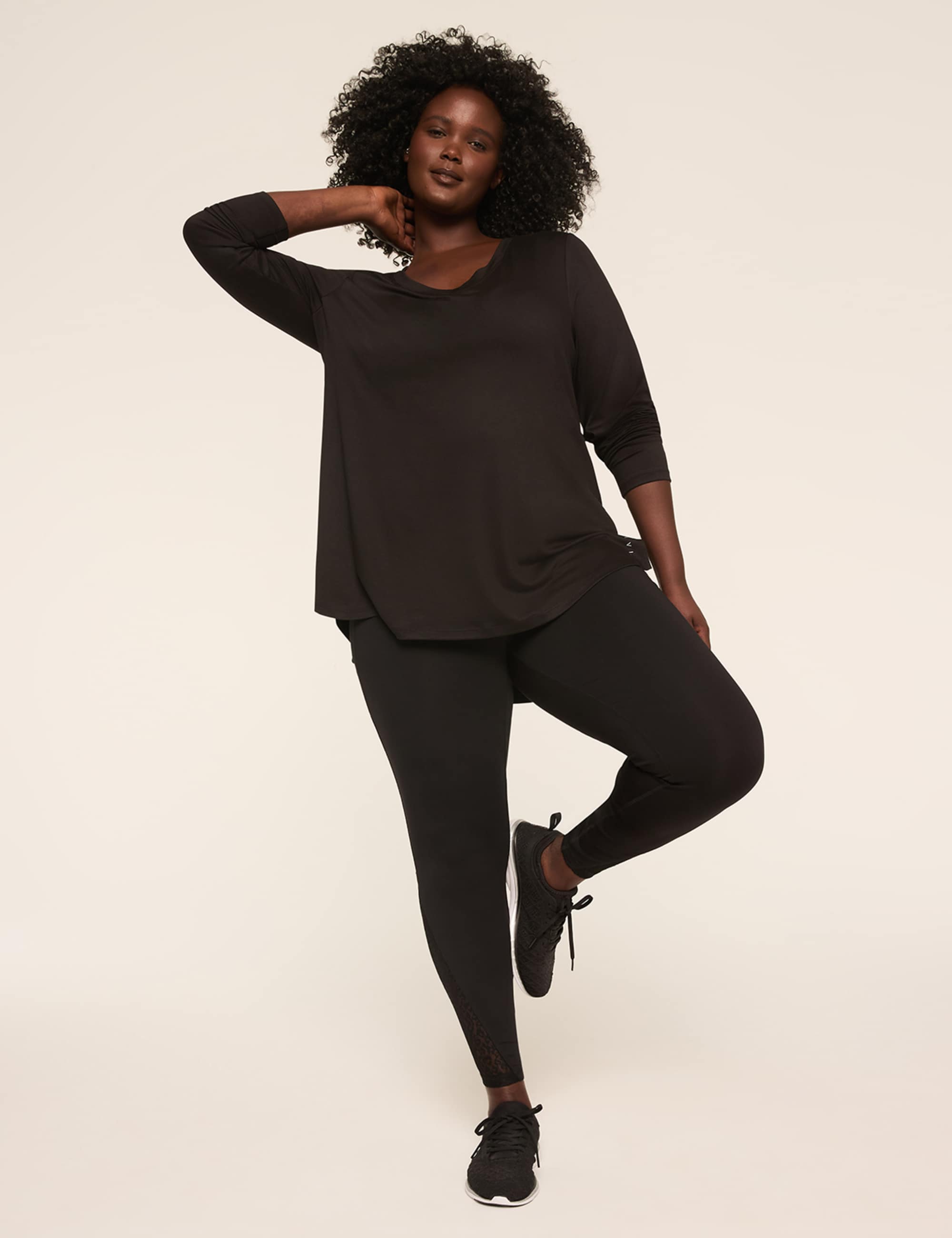 LIVI Soft Ruched Cutout-Back Top