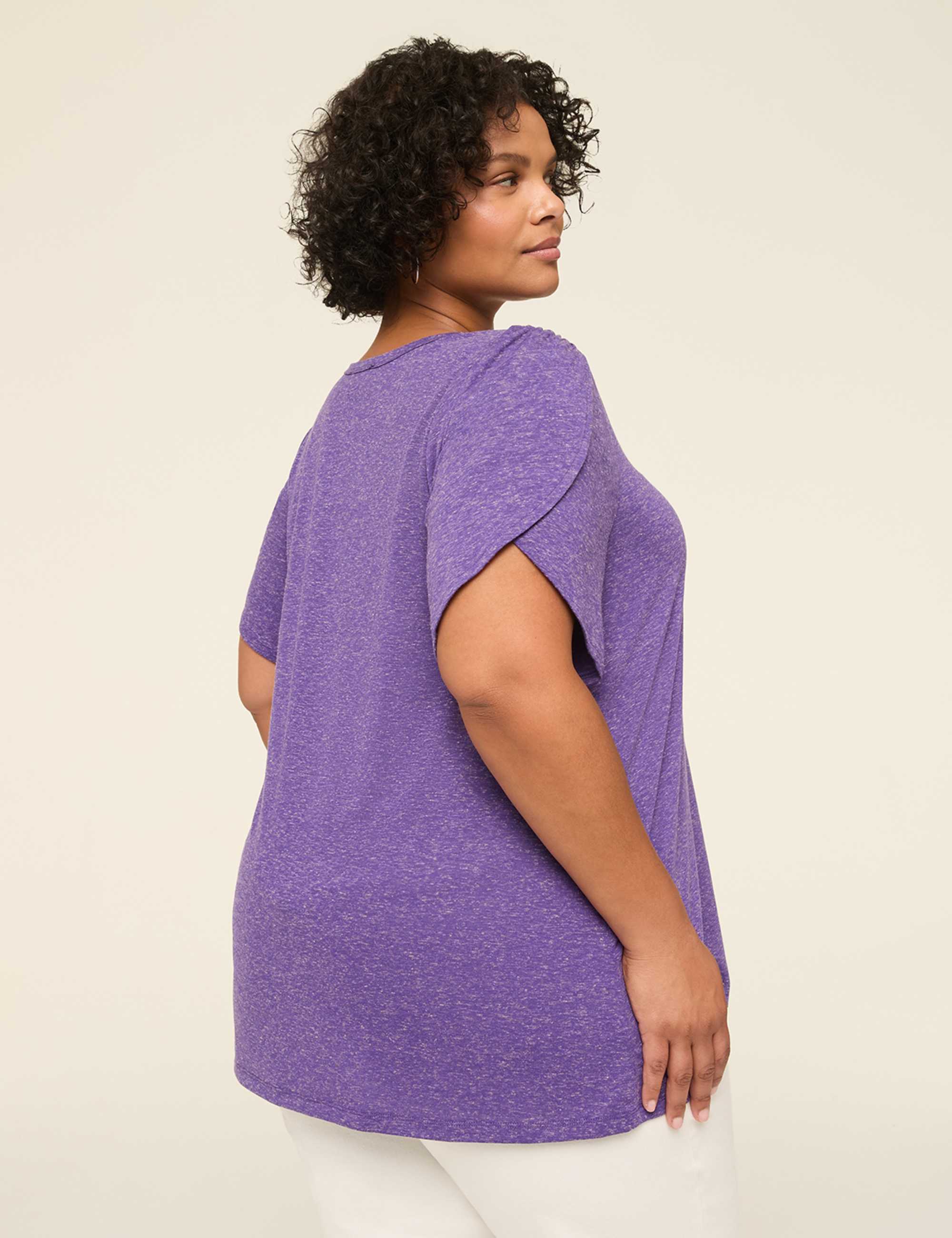 Knit Linen Tulip-Sleeve Top