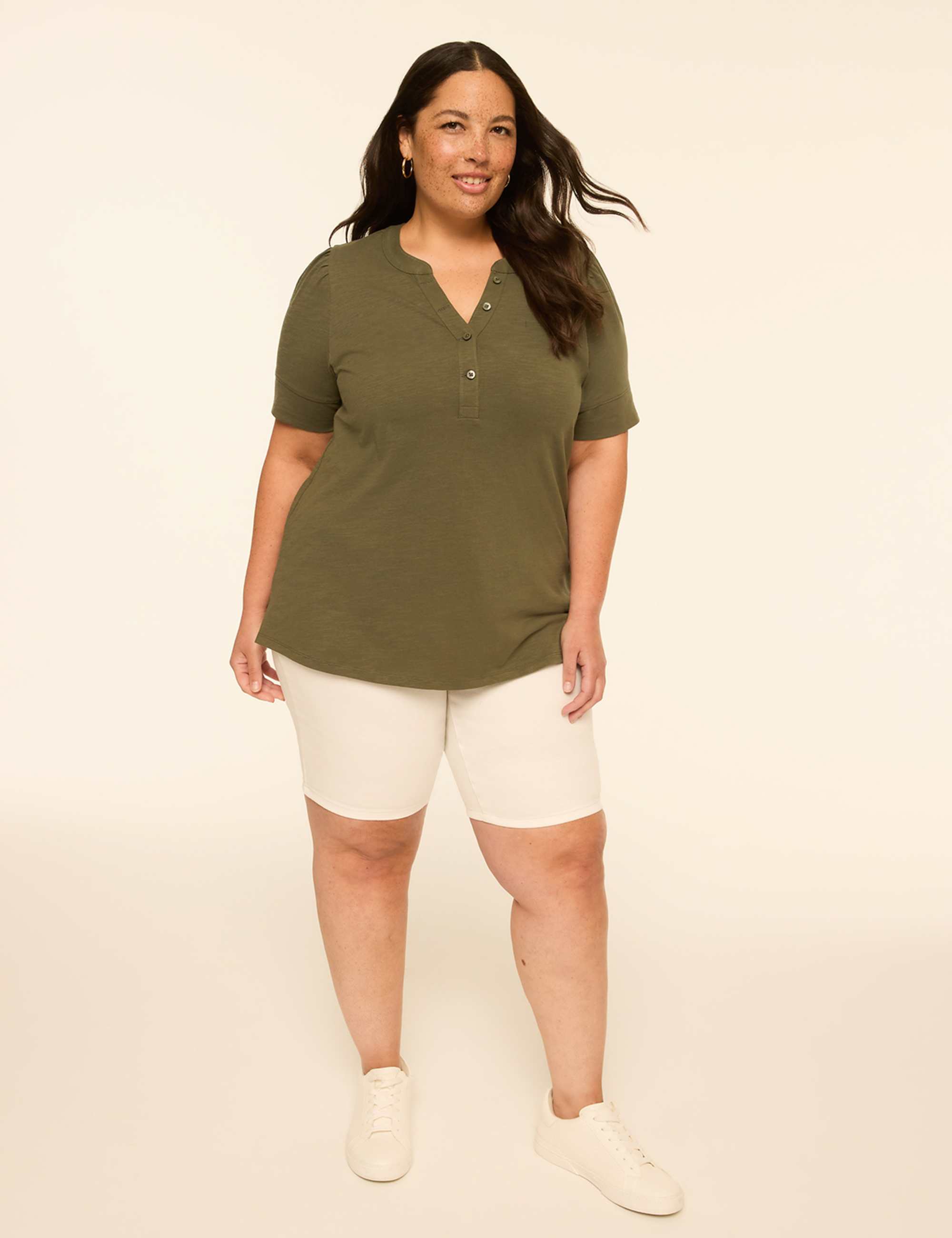 Puff-Sleeve Henley Tee