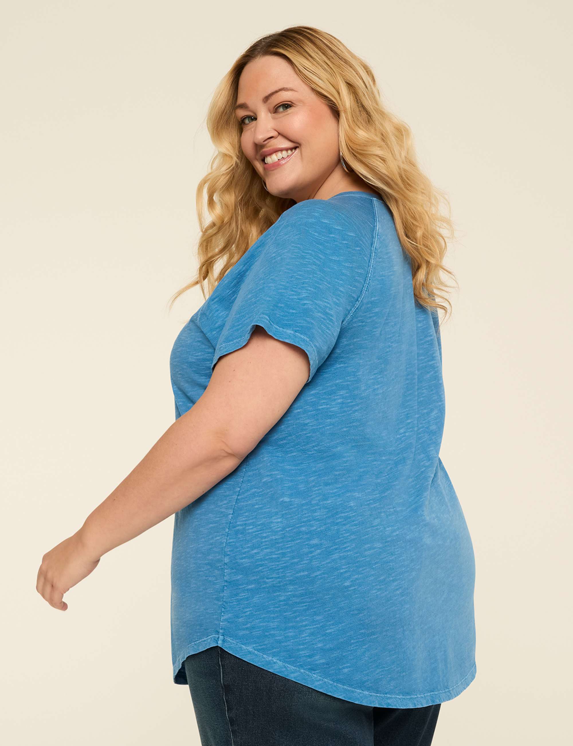 Short-Sleeve Notch-Neck Top