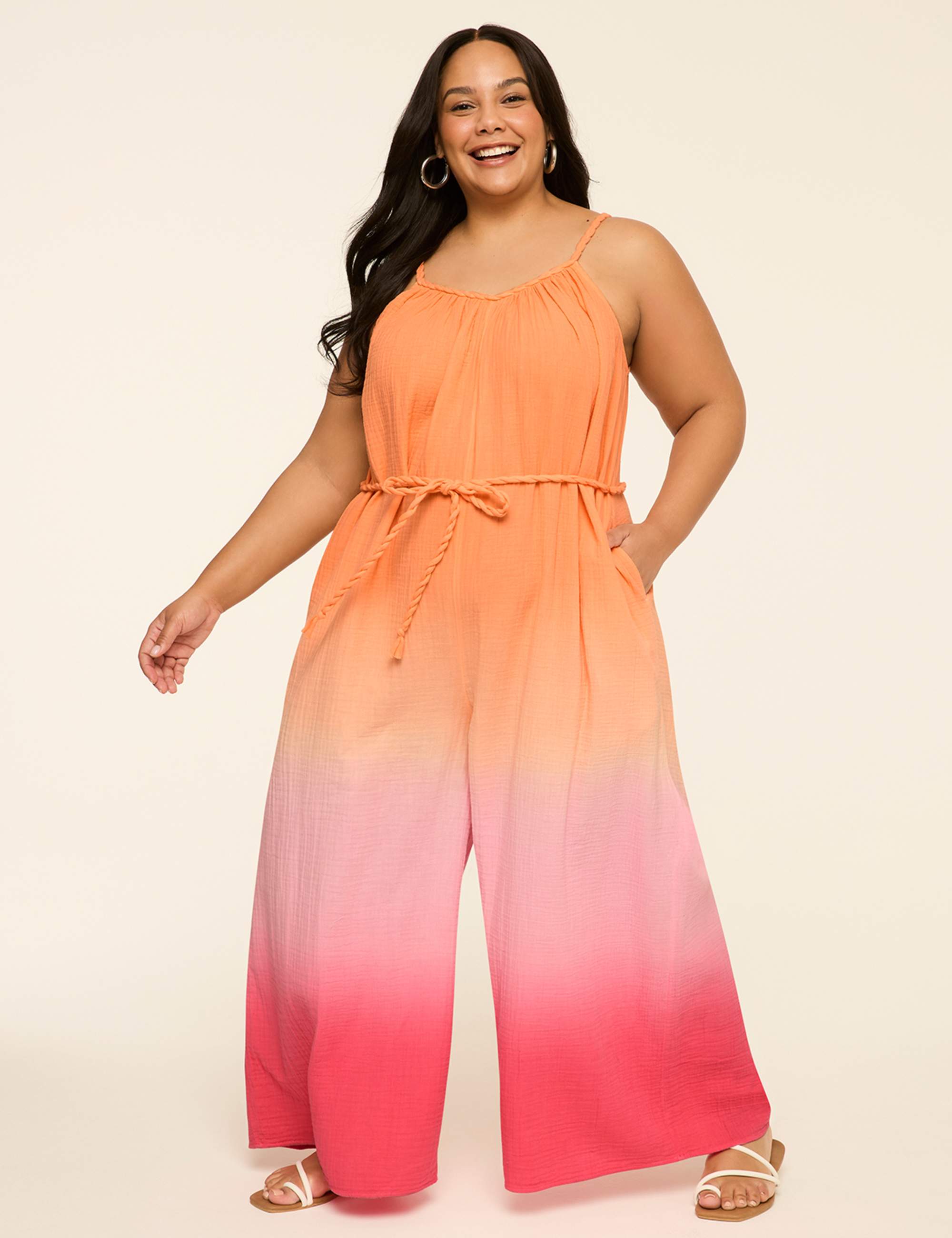 Braided-Strap Wide Leg Jumpsuit
