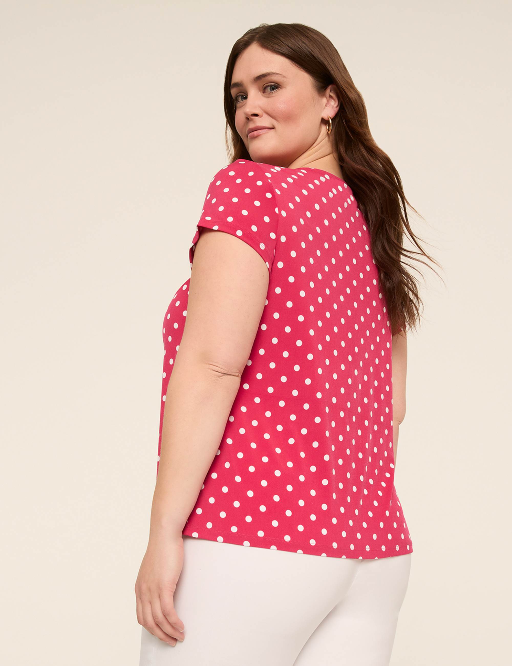 Swing Cap-Sleeve Pleat-Front Top