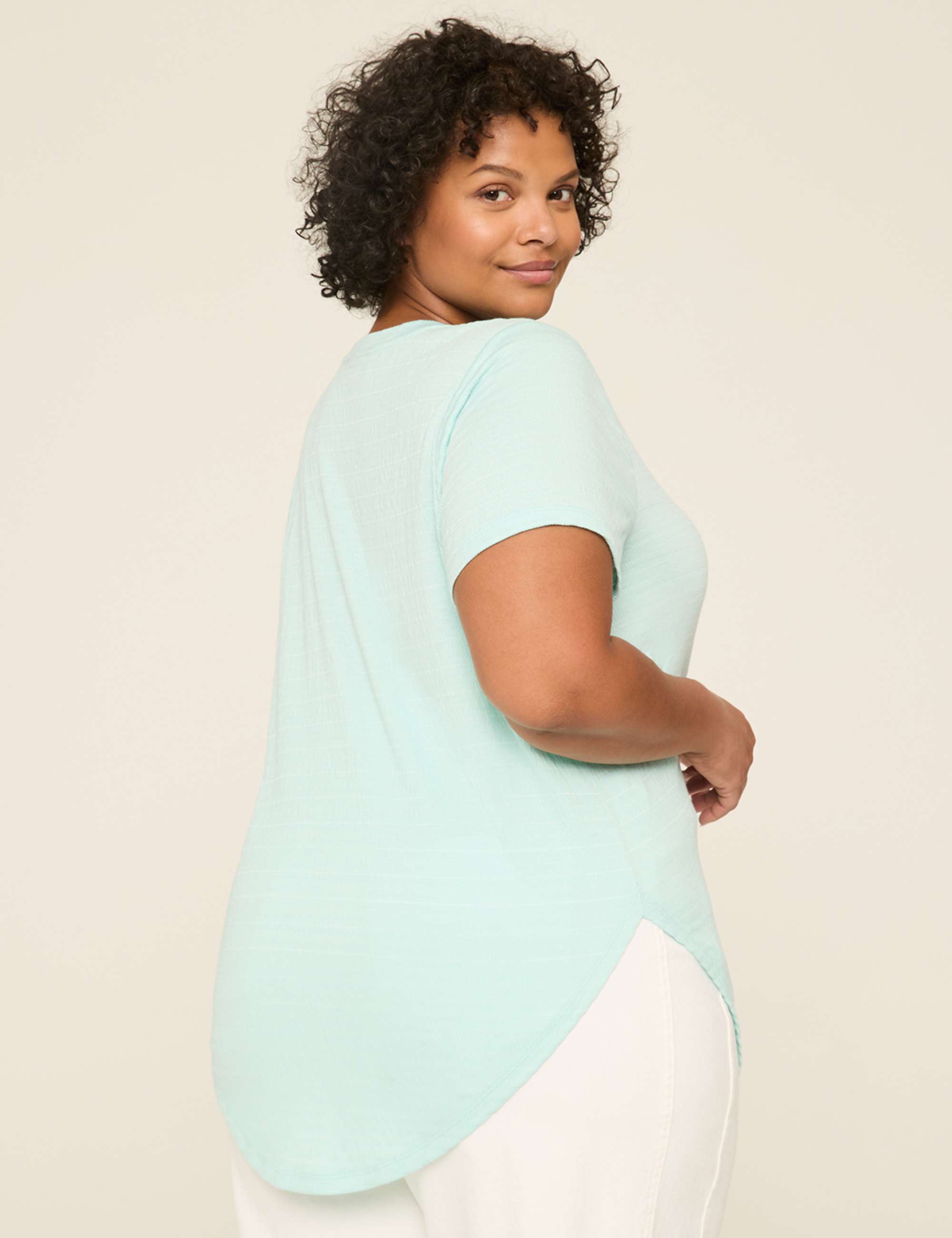 Swing Crew-Neck Textured Top