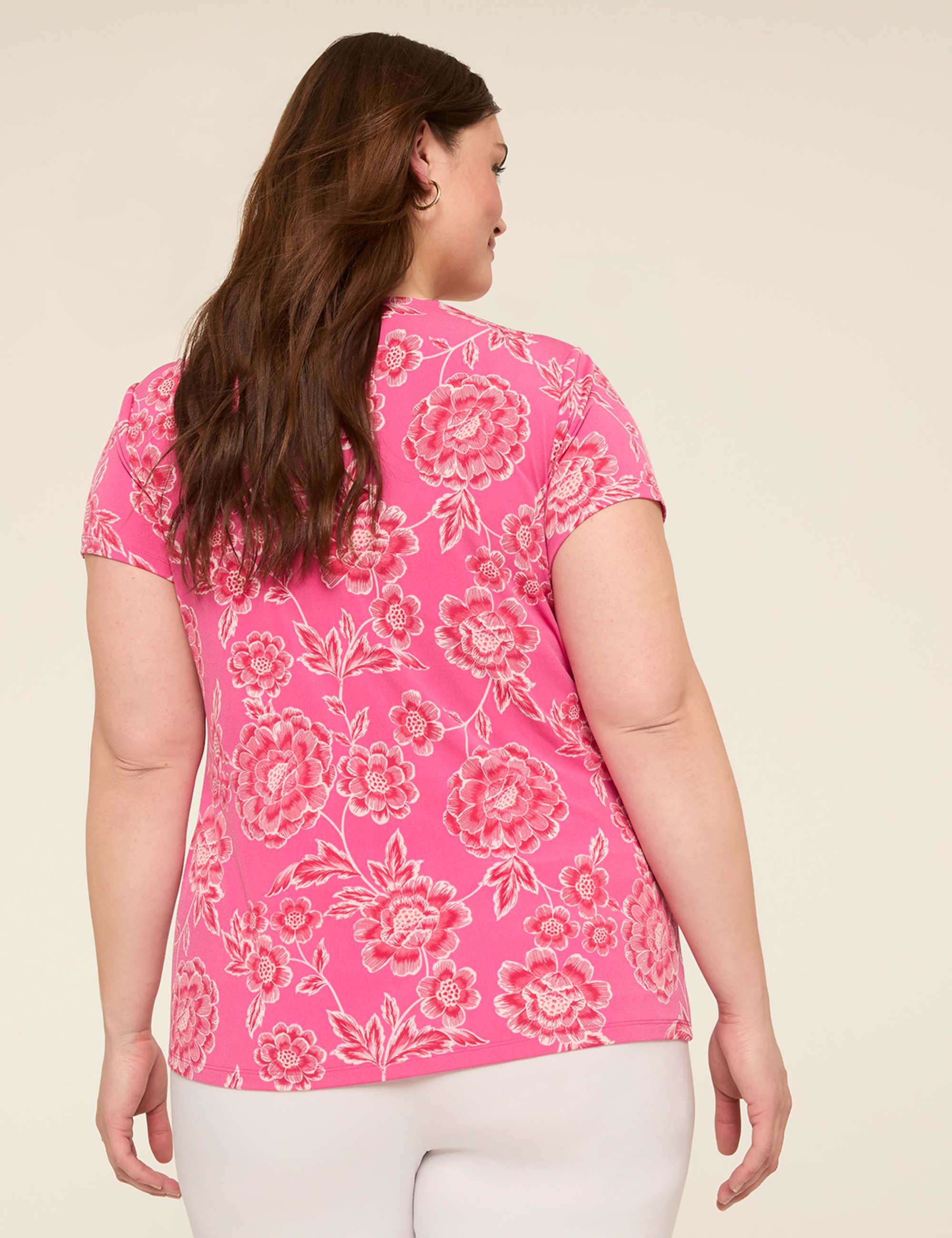 Swing Cap-Sleeve Pleat-Front Top