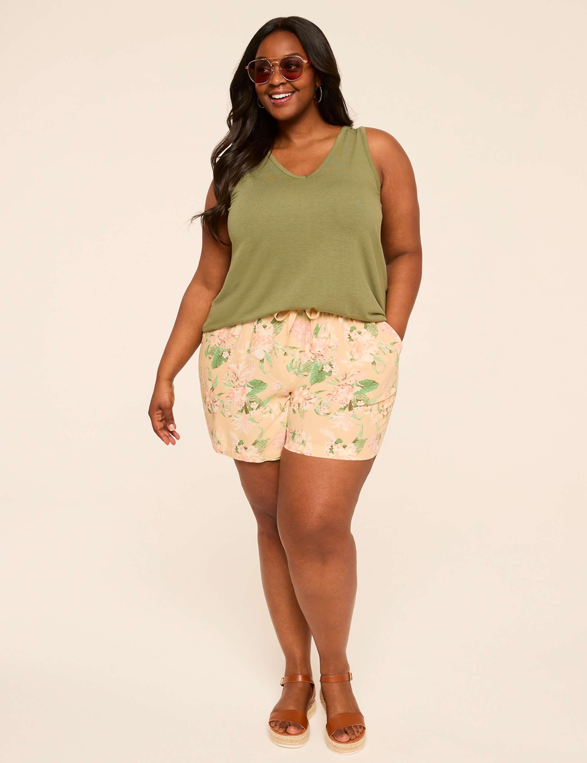 Printed Relaxed Pull-On 5" Short