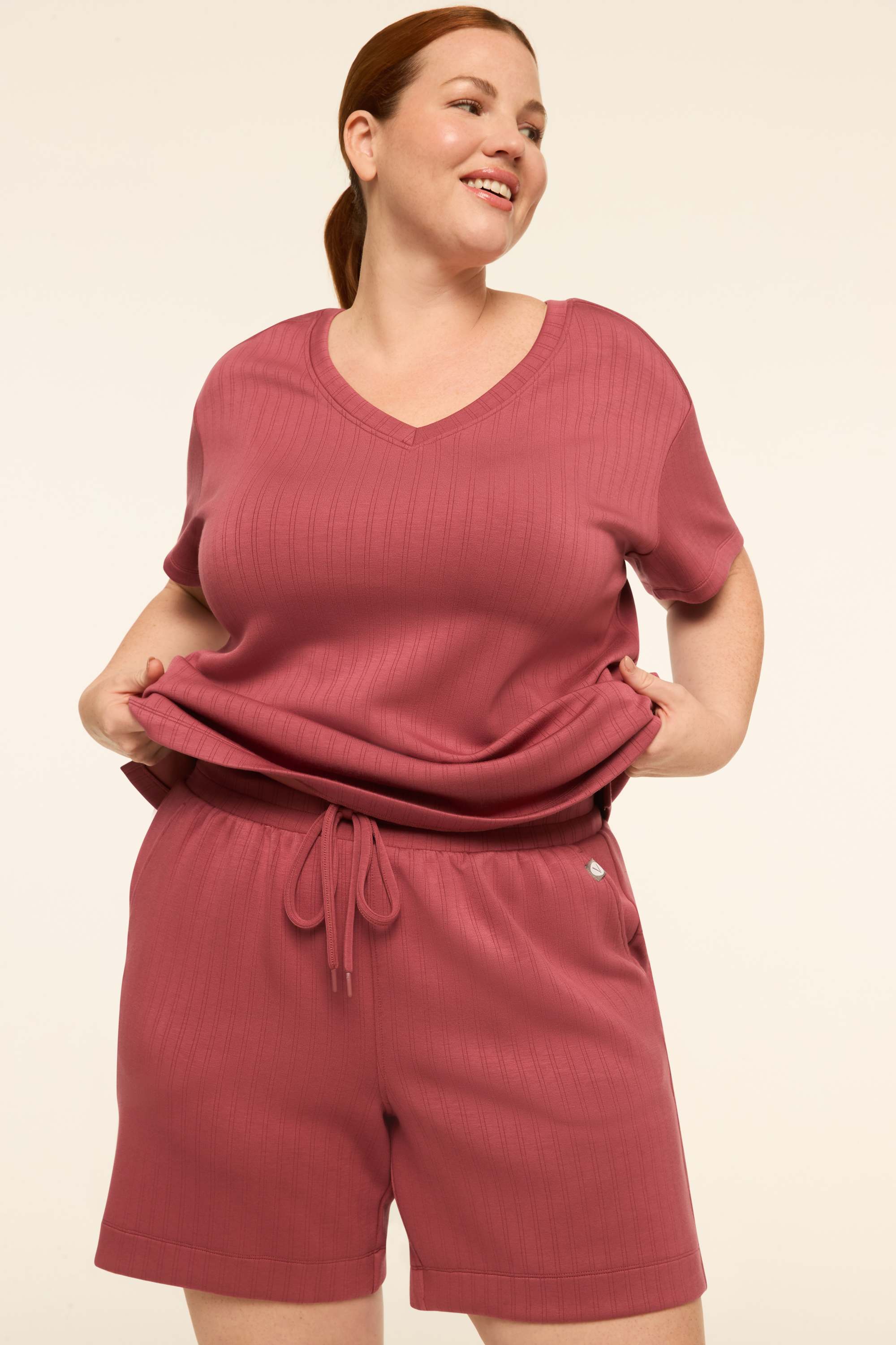 LIVI Wide Rib Journey V-Neck Top