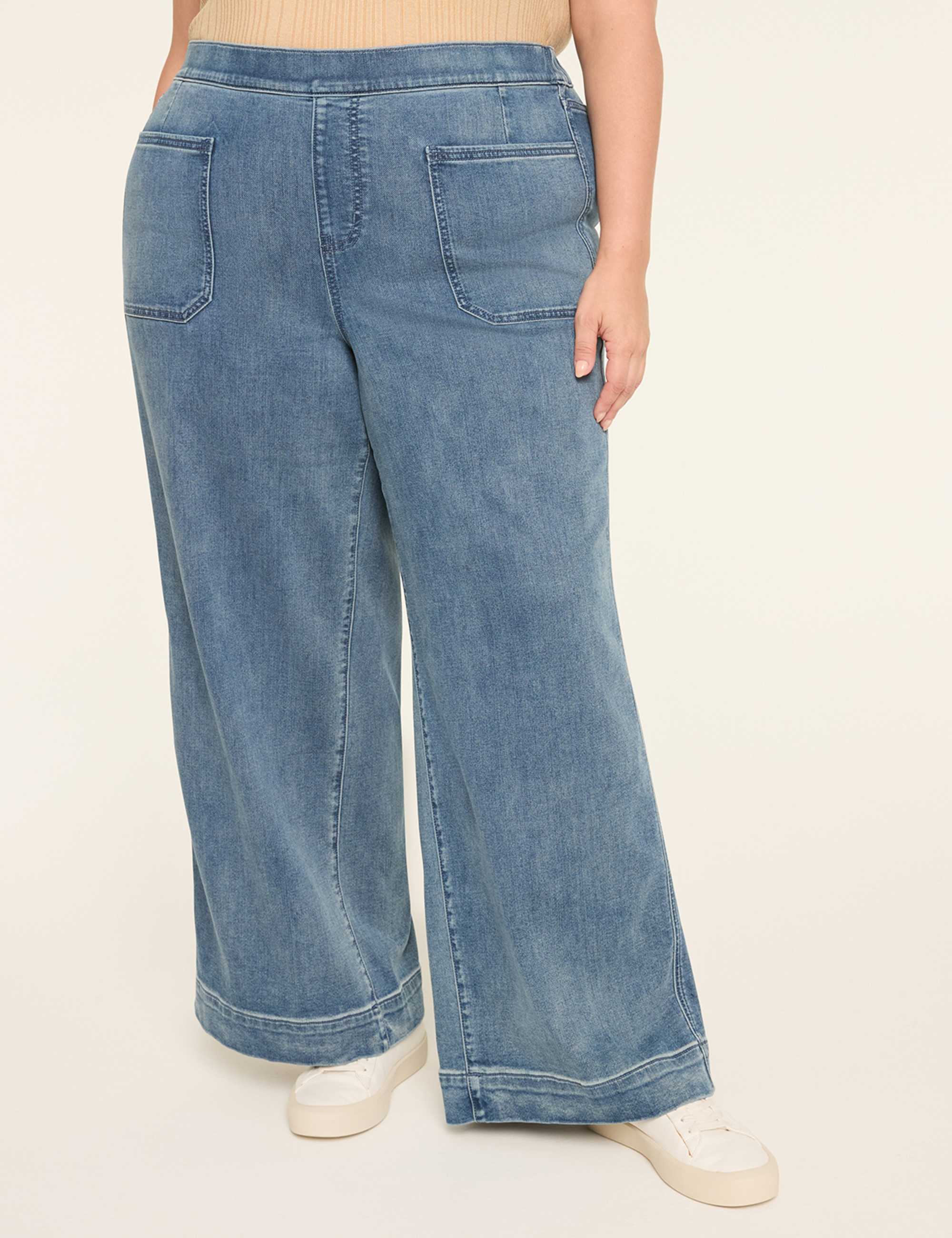 Cloud Knit Pull-On High-Rise Wide Leg Jean