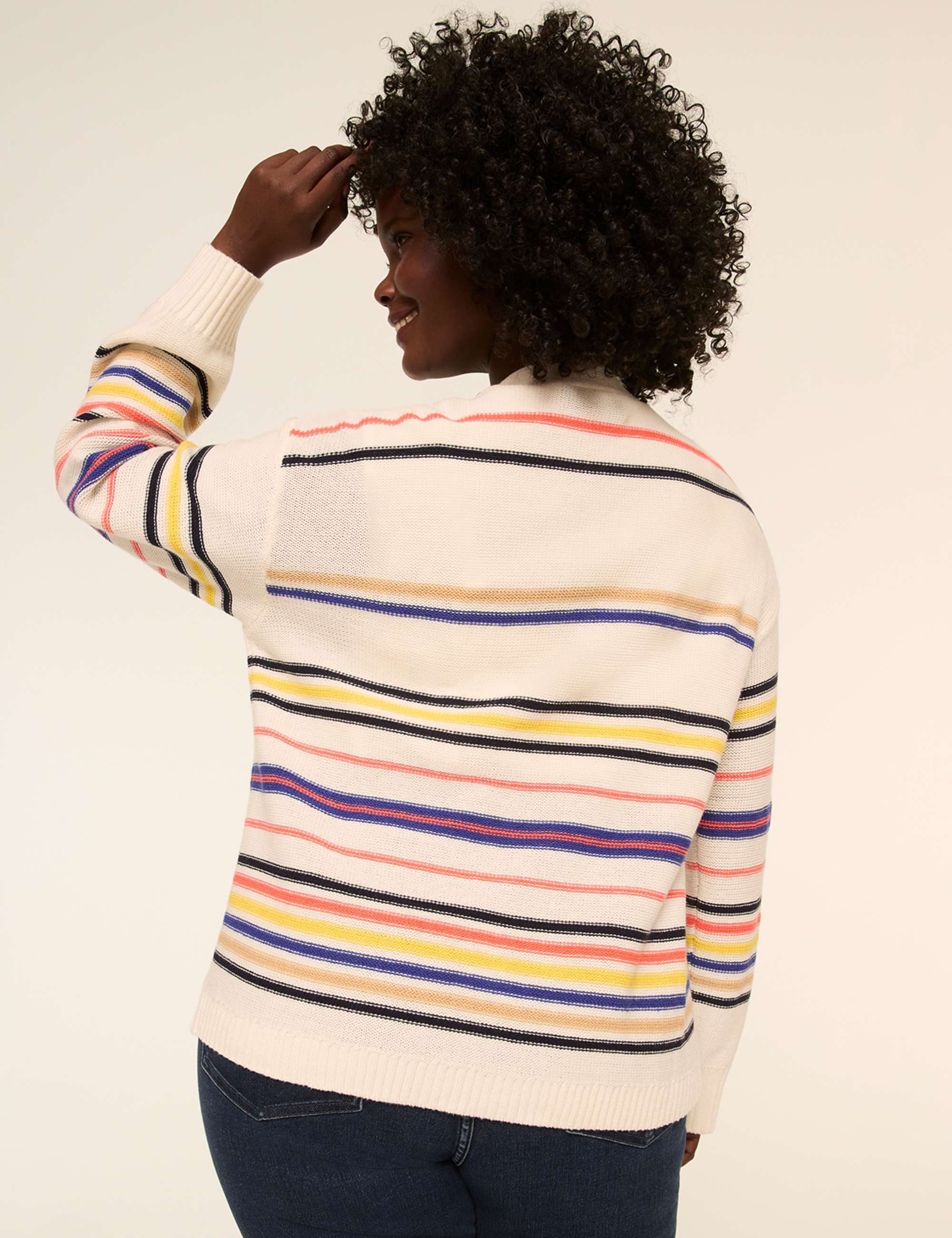 Open-Front Striped Cardigan
