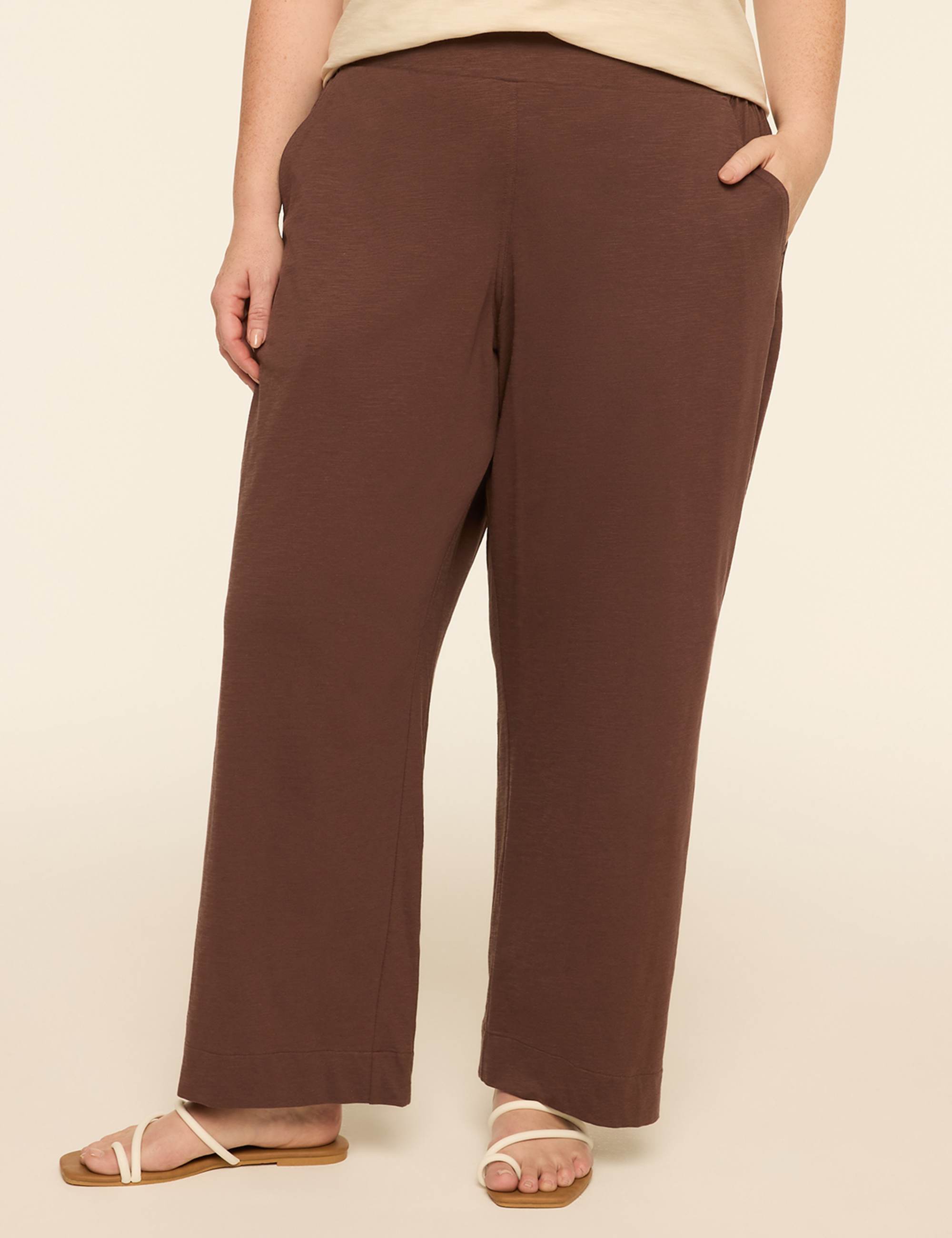 Slub Knit Pull-On Straight Leg Pant