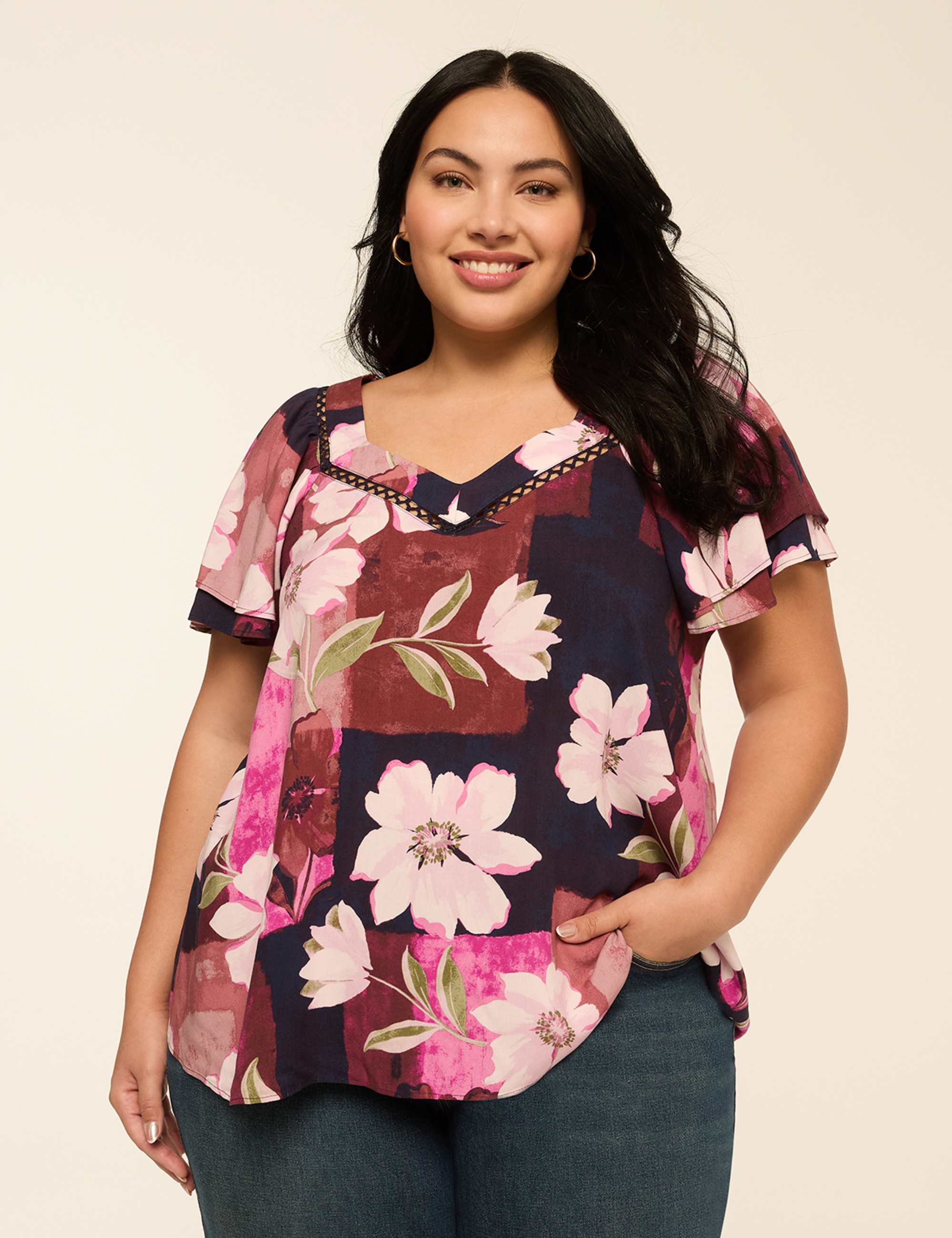 Swing Double Flutter-Sleeve Top