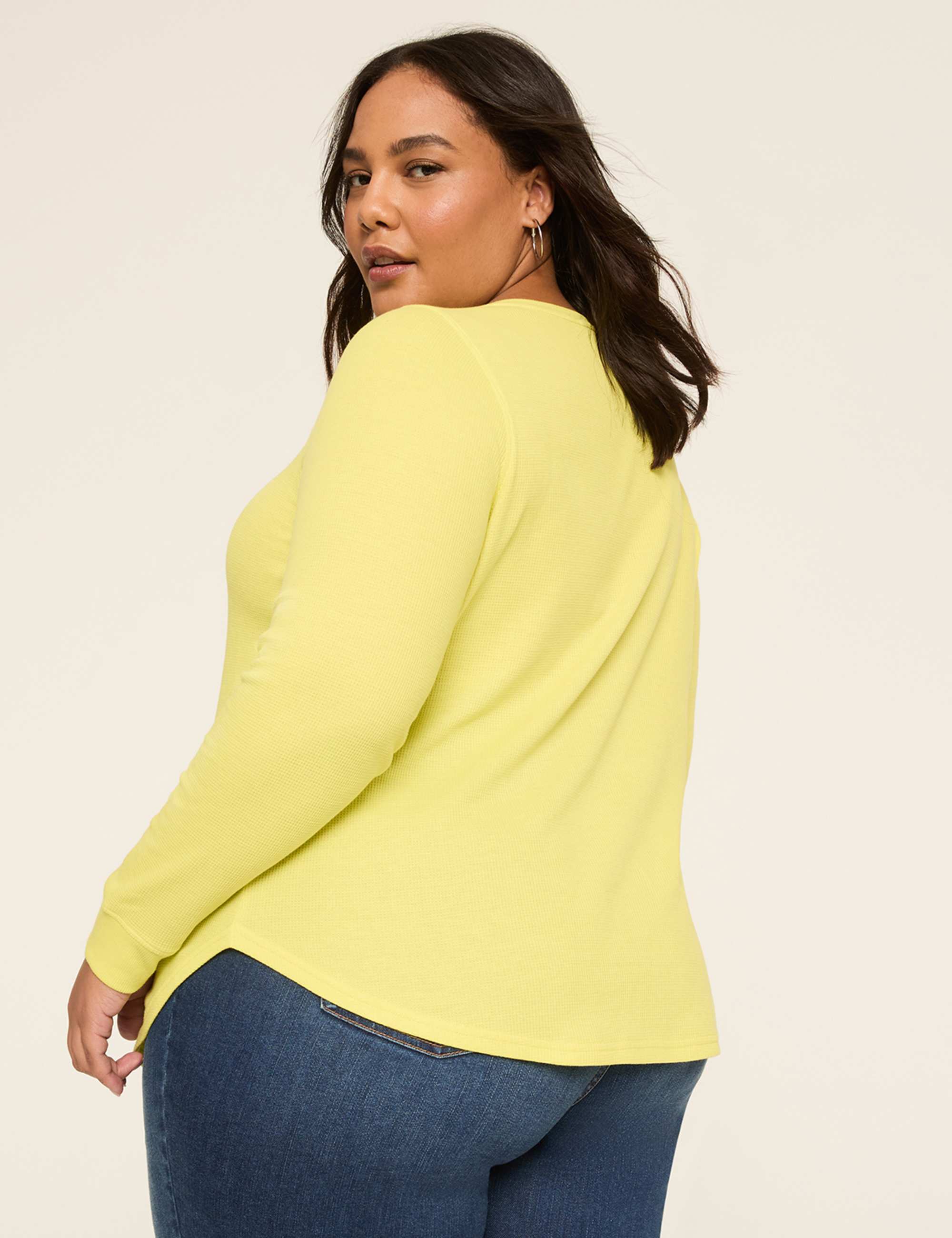 Waffle Knit Curved-Hem Tee