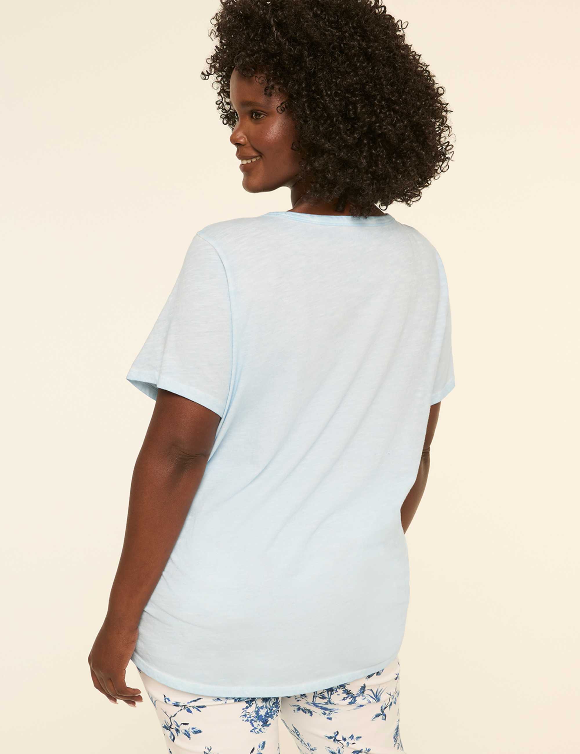 Short-Sleeve V-Neck Side-Ruched Tee