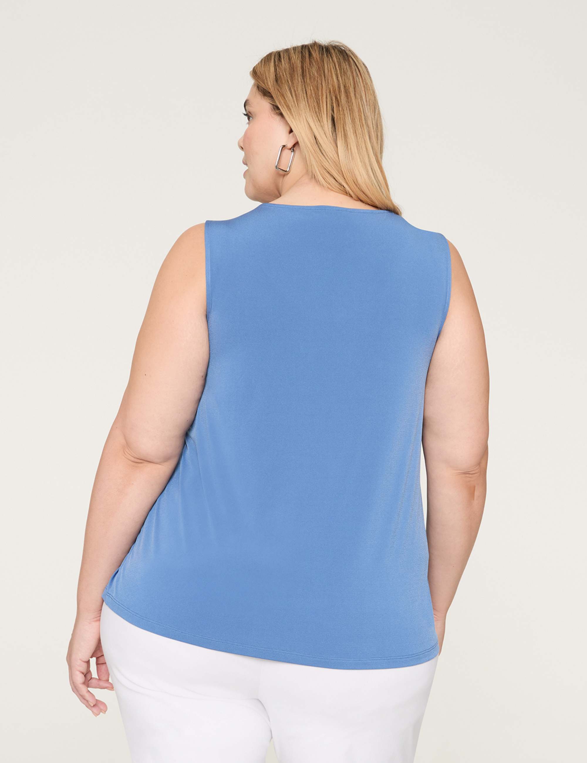 Swing Sleeveless Pleat-Front Top