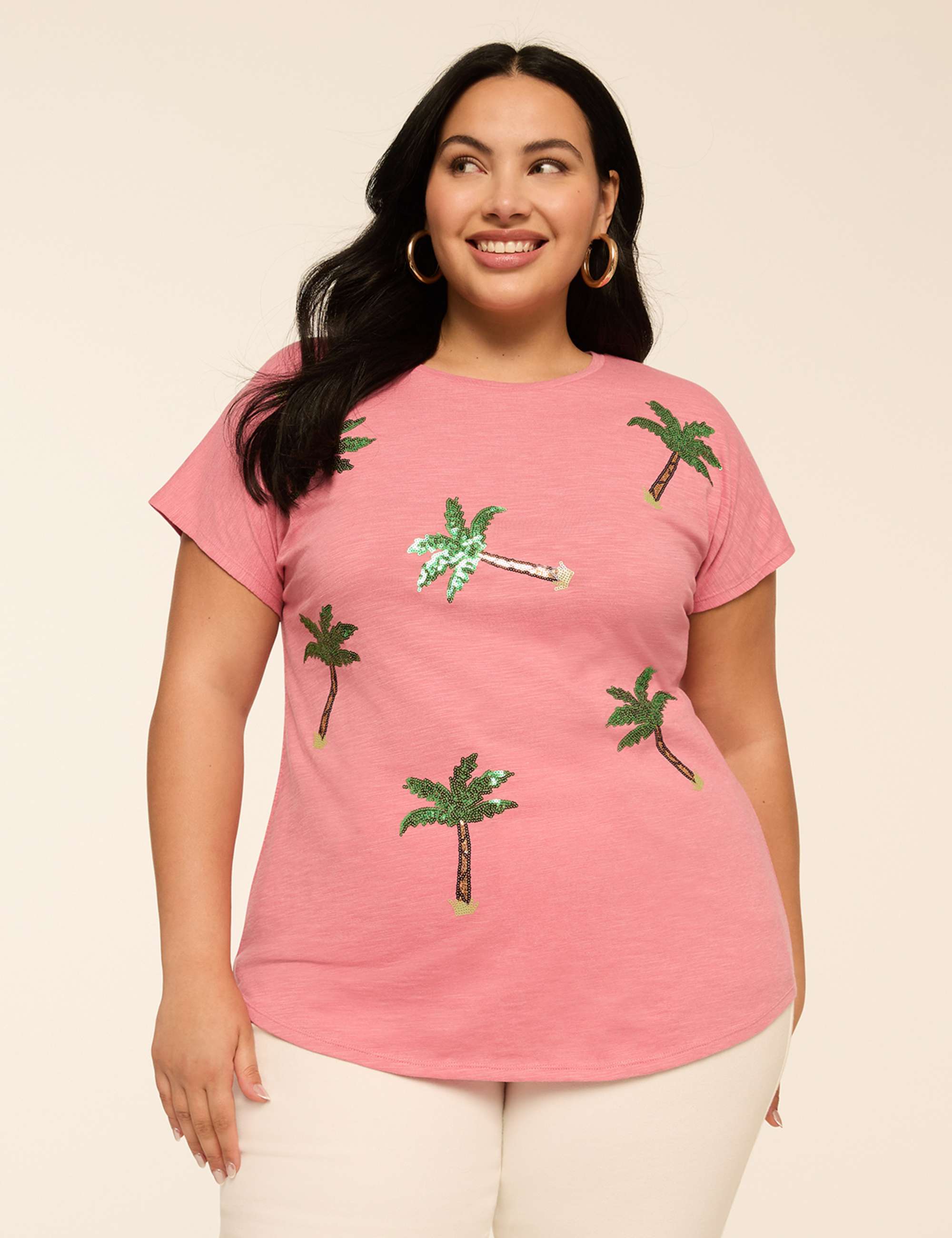 Sequin Palm Trees Graphic Tee