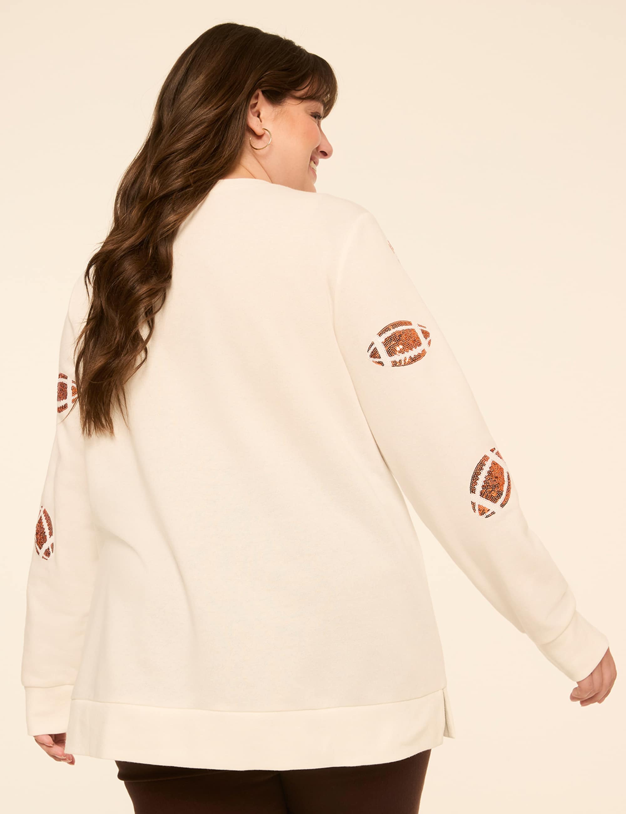 Sequin Footballs Graphic Sweatshirt