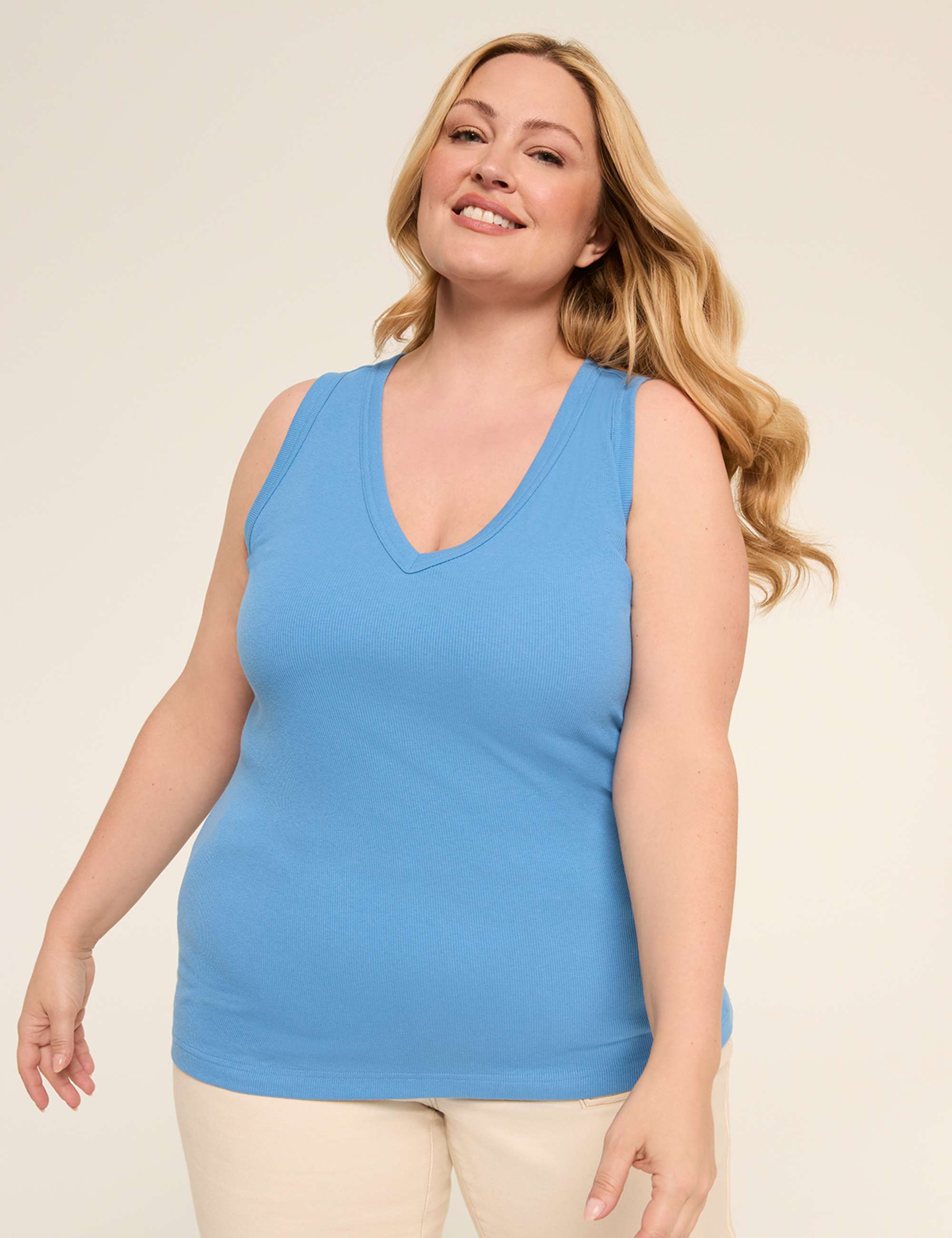 Deep V-Neck Rib Layering Tank