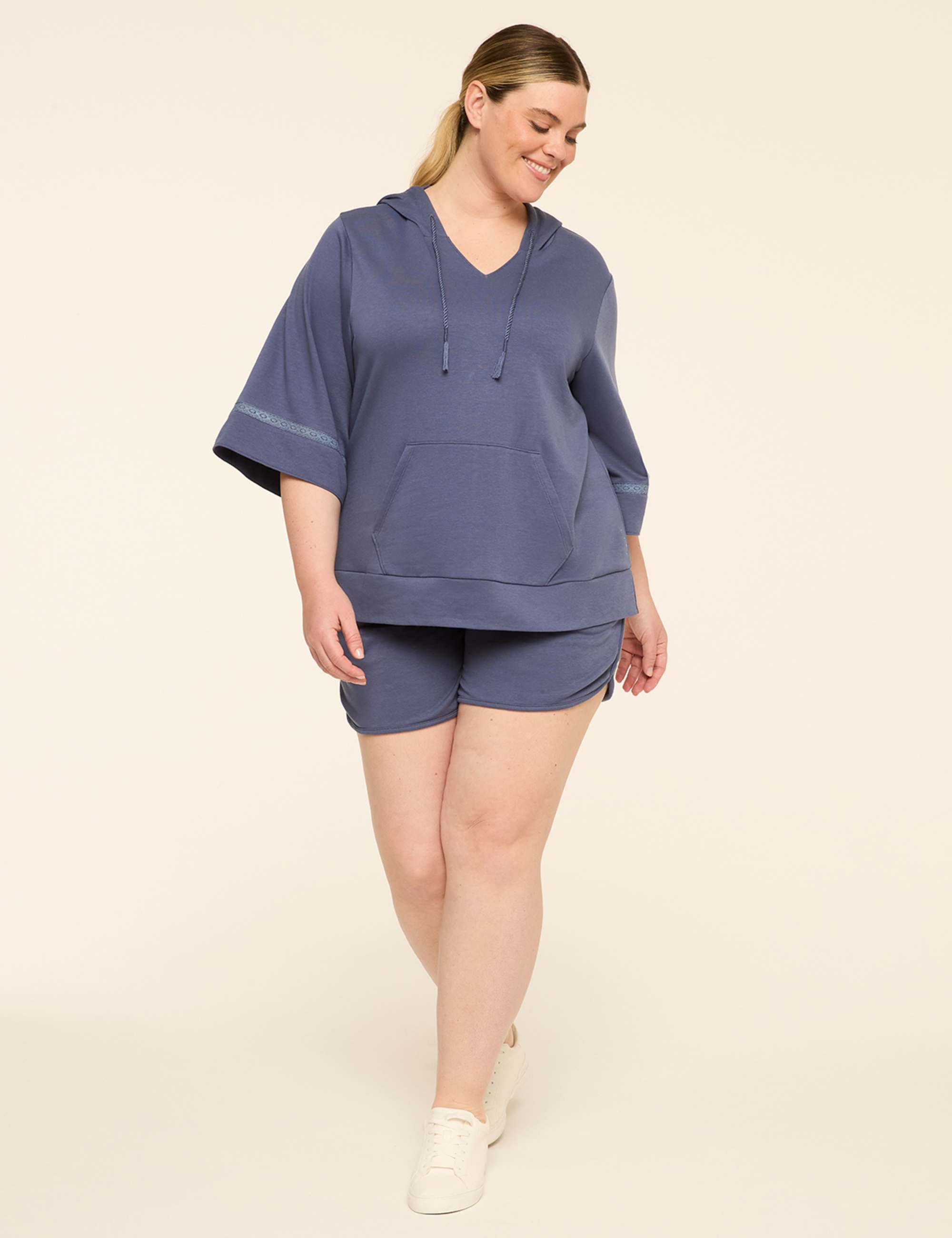 LIVI French Terry Crochet-Trim Hoodie