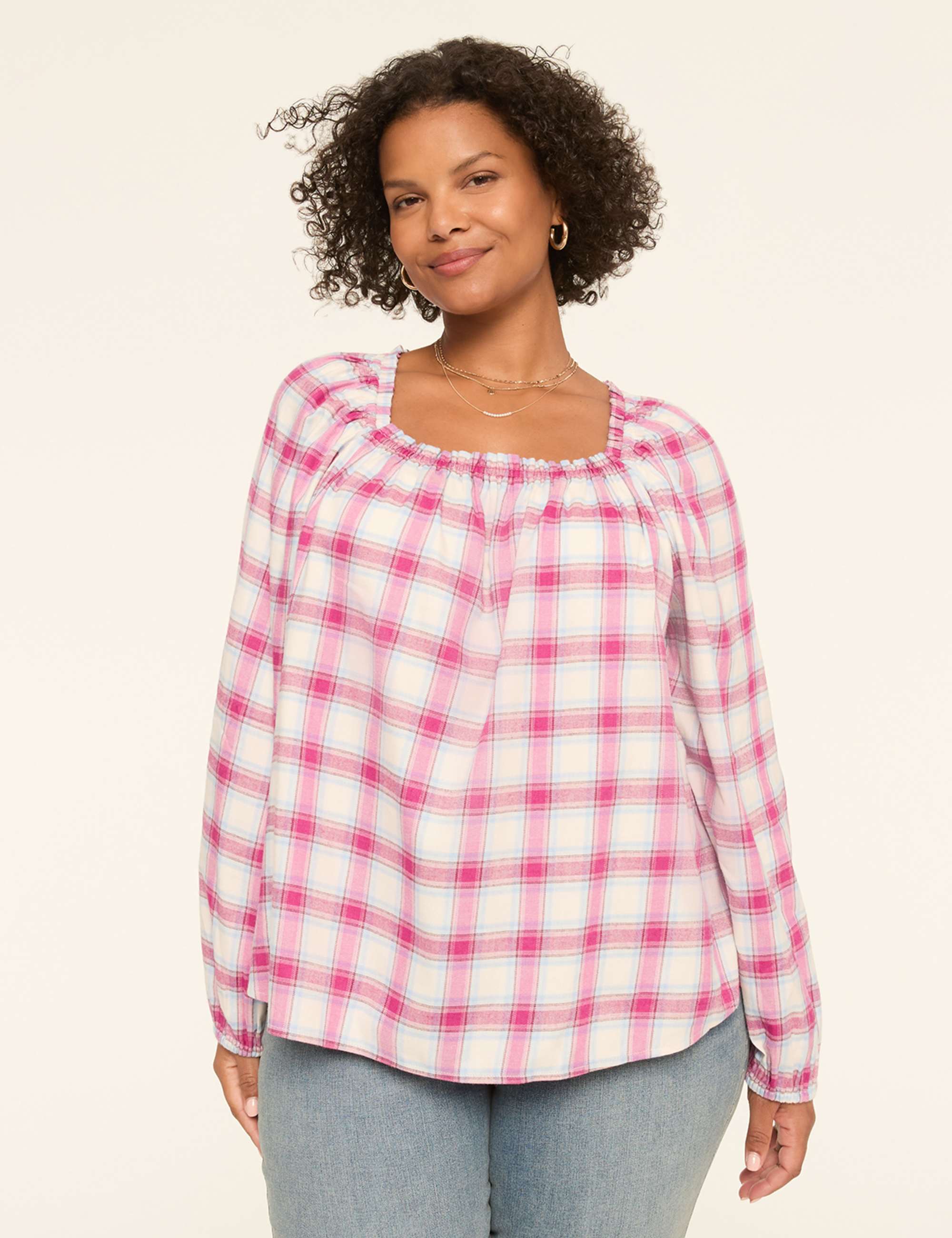 Swing Square-Neck Popover Blouse