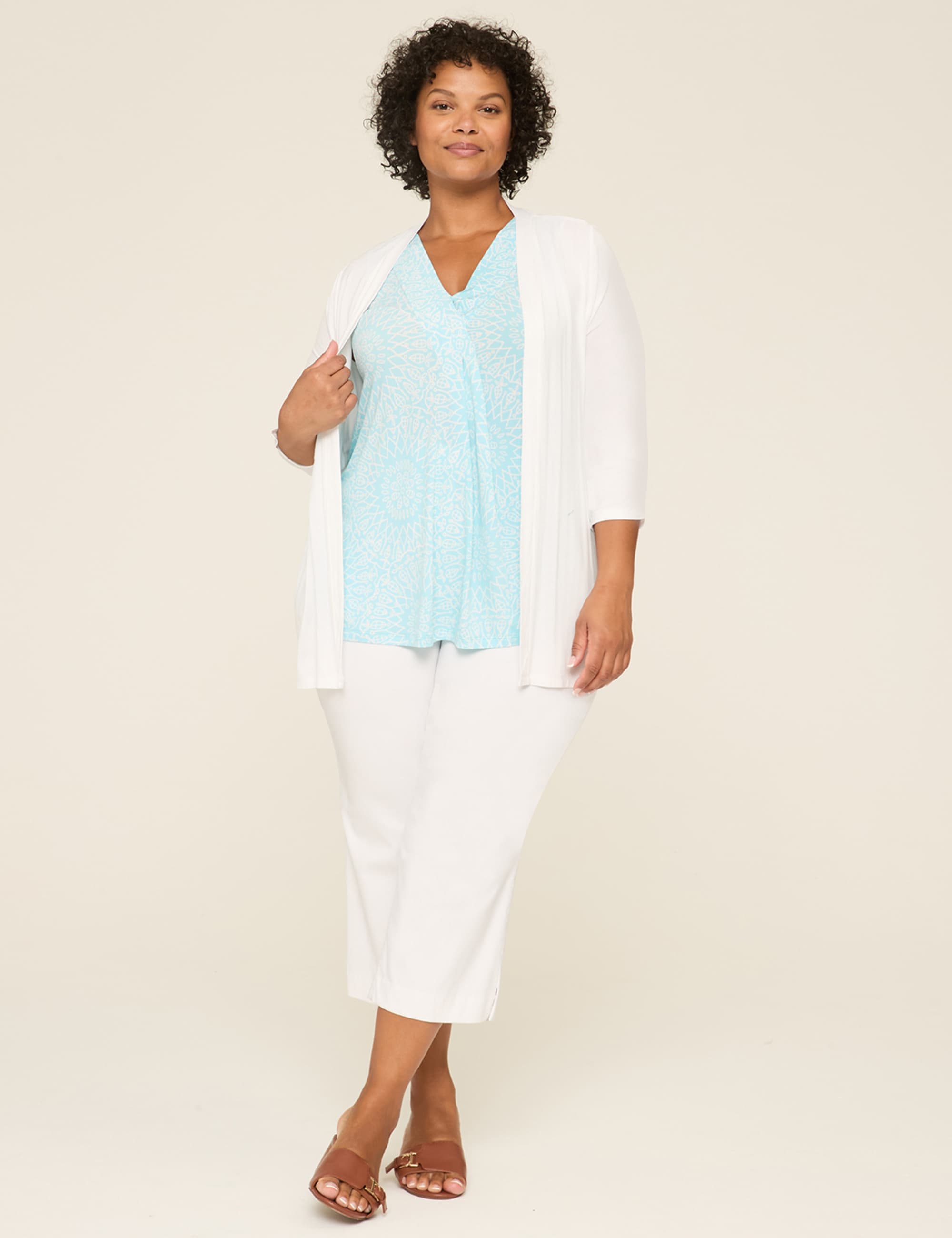 Swing Sleeveless Pleat-Front Top