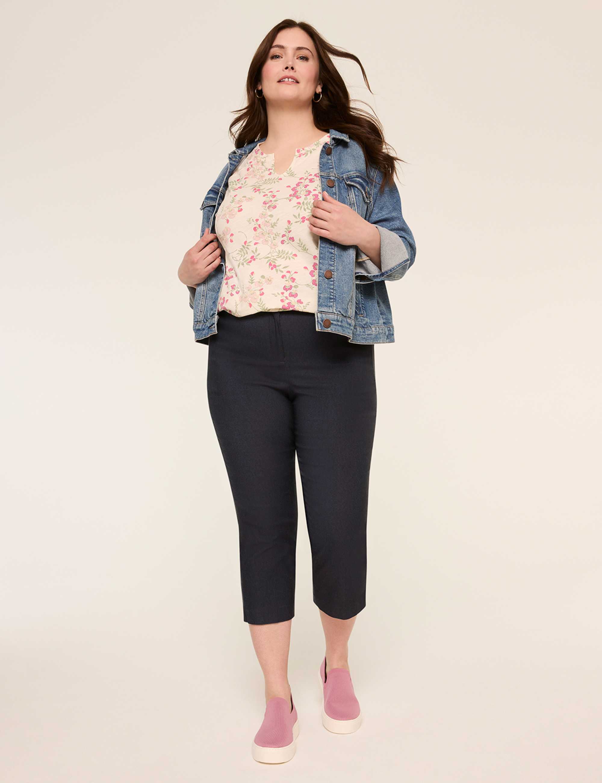 Short-Sleeve Notch-Neck Top
