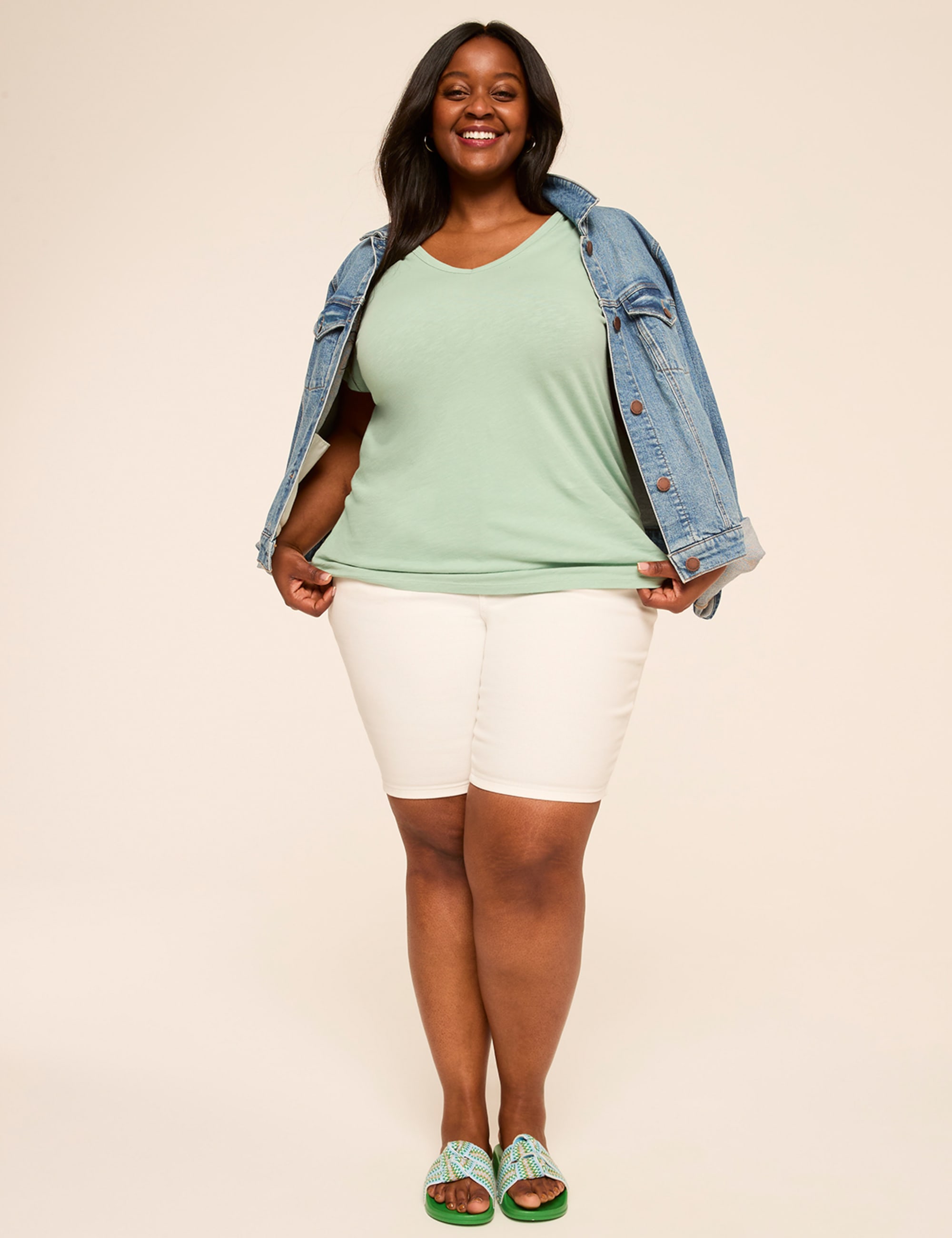 Short-Sleeve V-Neck Side-Ruched Tee