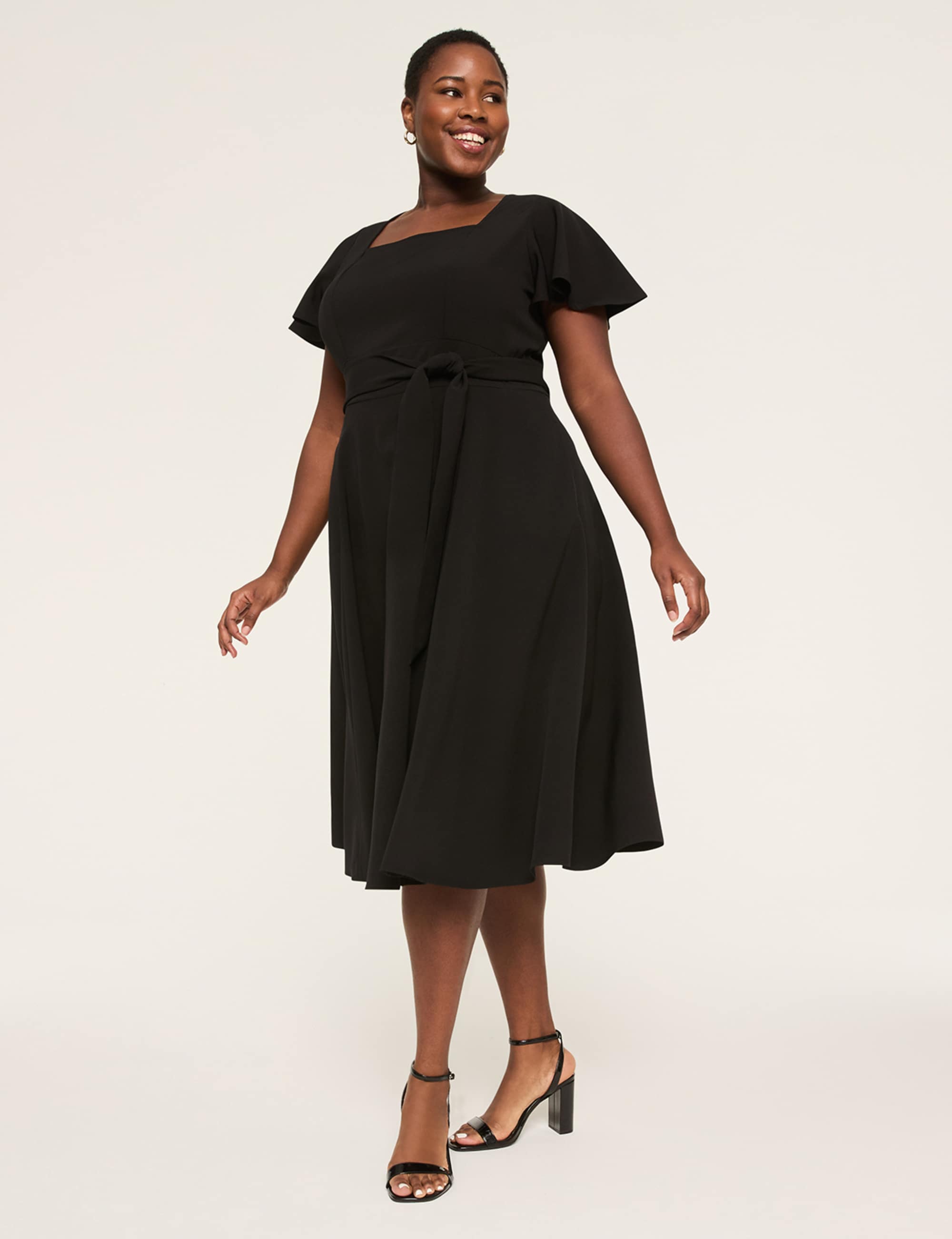 Lena Square-Neck Midi Dress