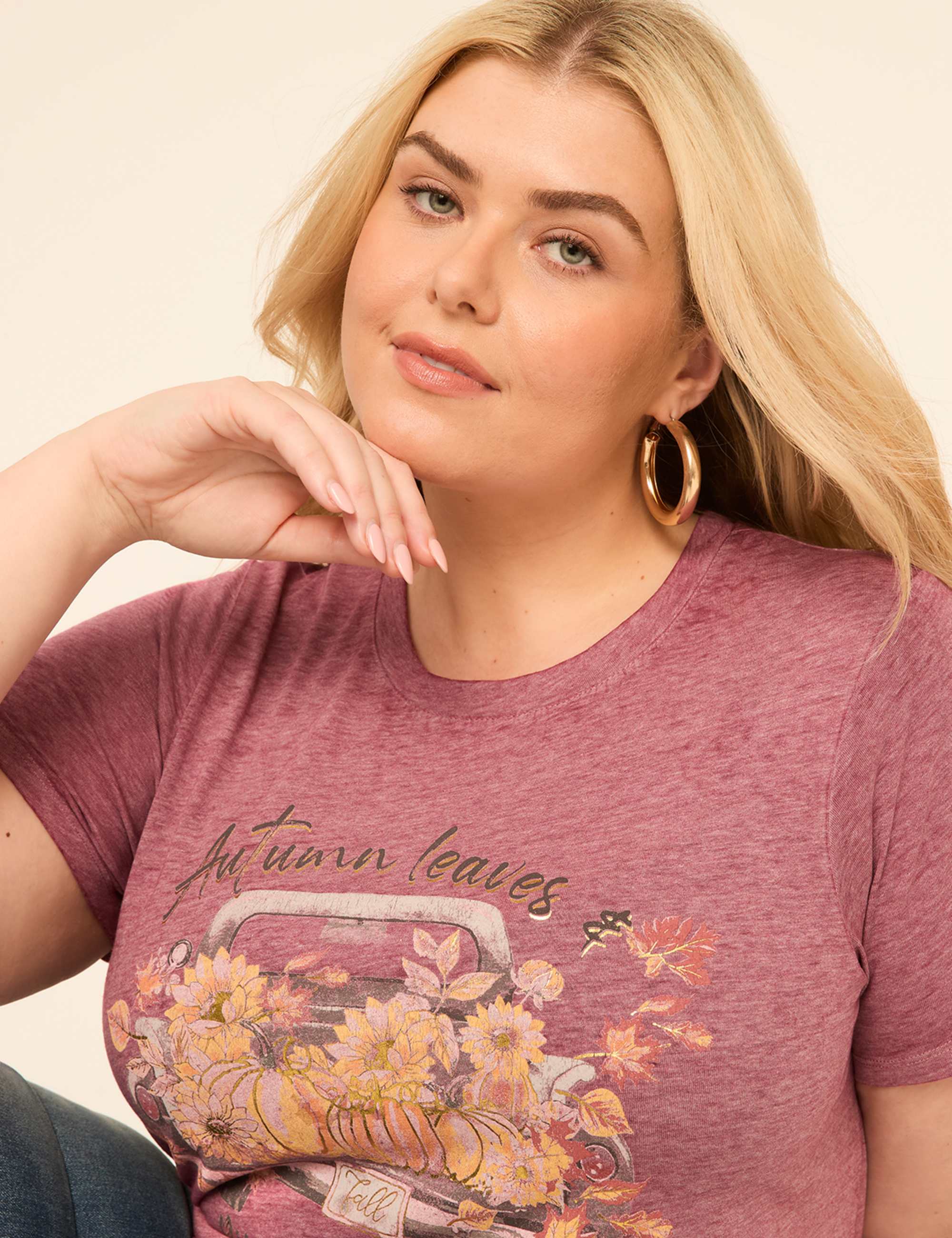 Foiled Autumn Leaves & Pumpkins Please Graphic Tee