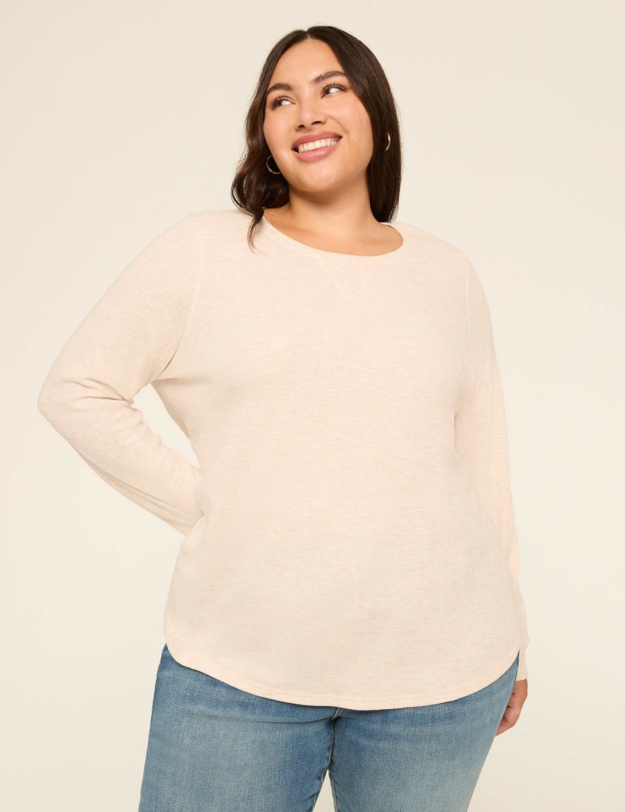 Waffle Knit Curved-Hem Tee