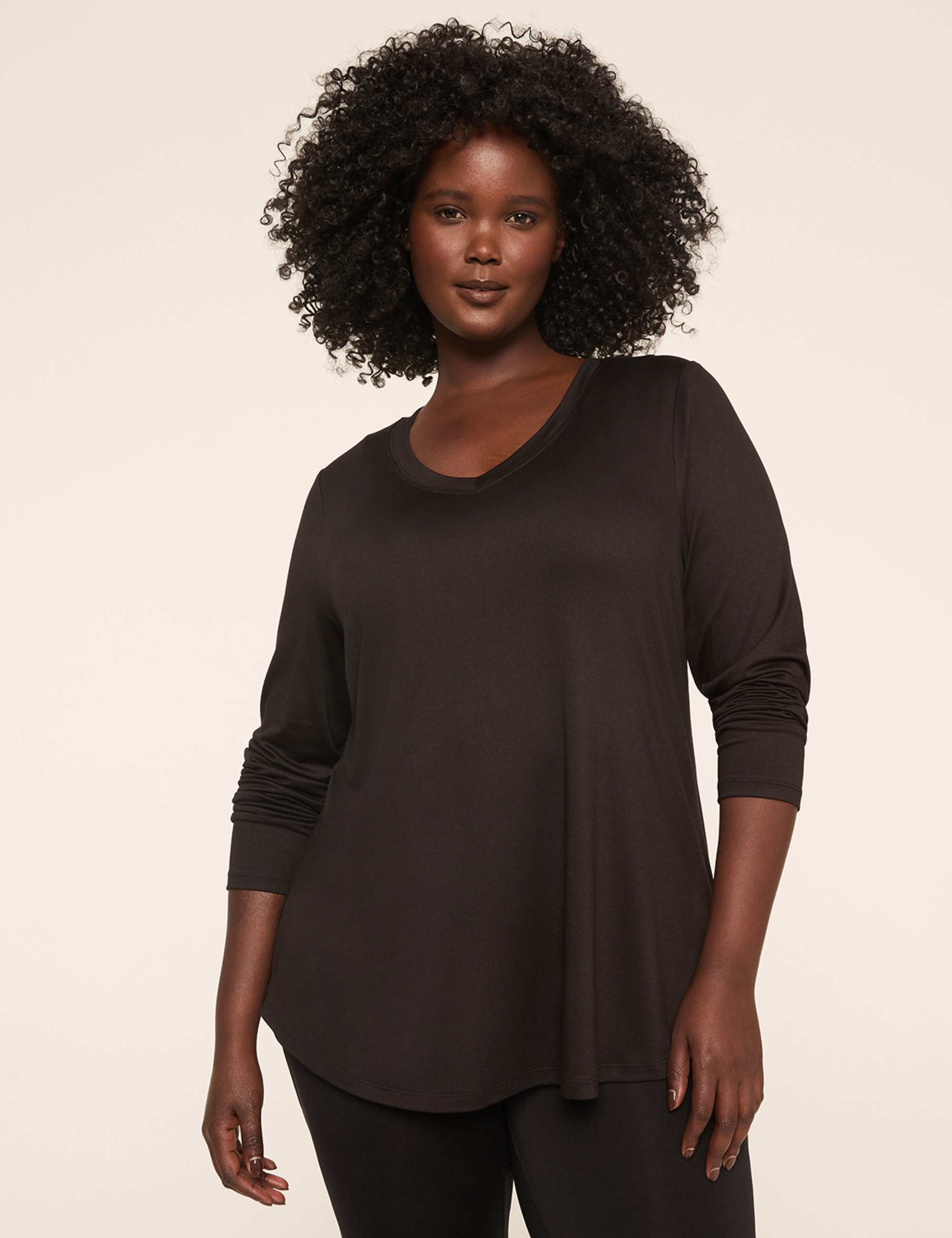 LIVI Soft Ruched Cutout-Back Top