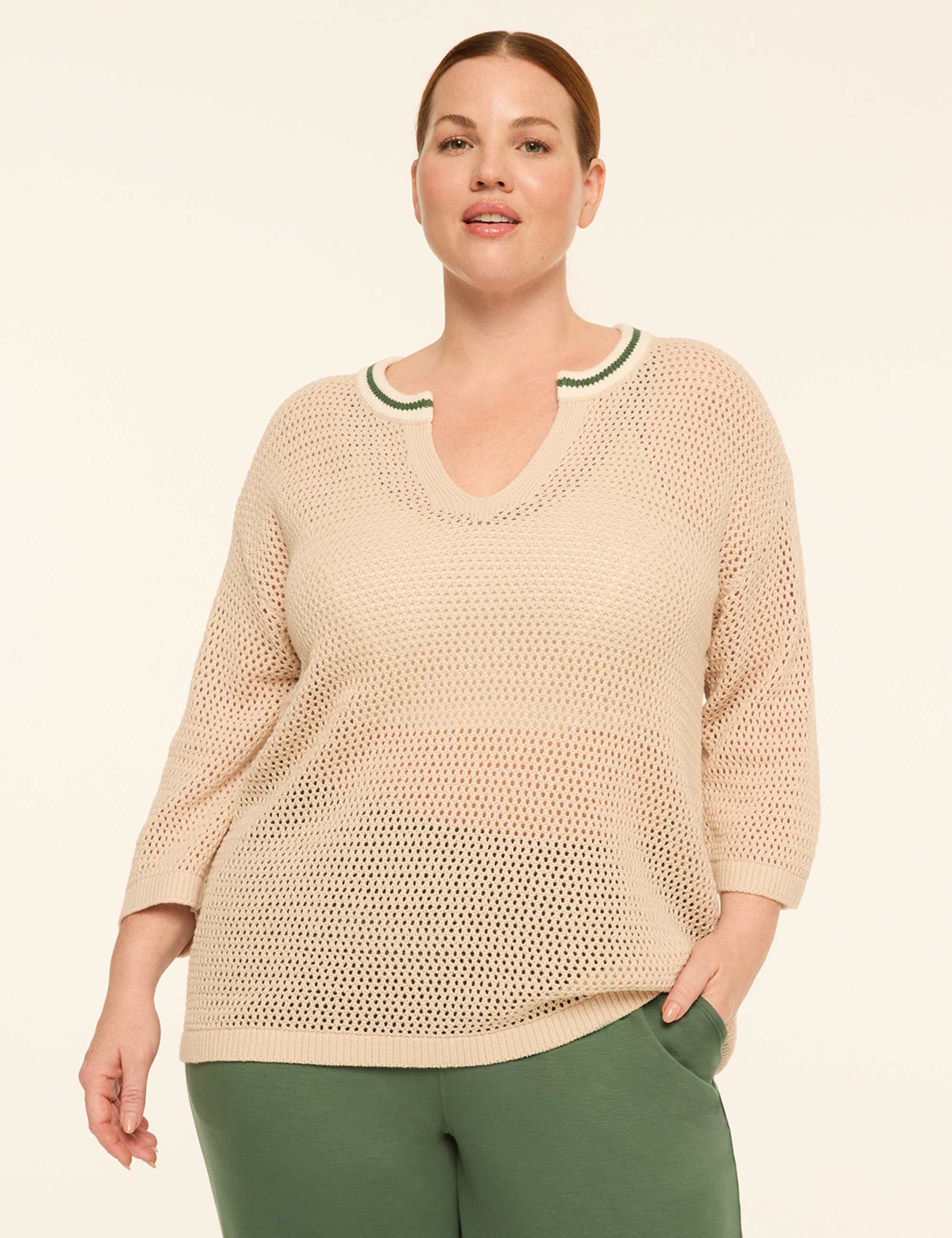 LIVI 3/4-Sleeve Textured Sweater
