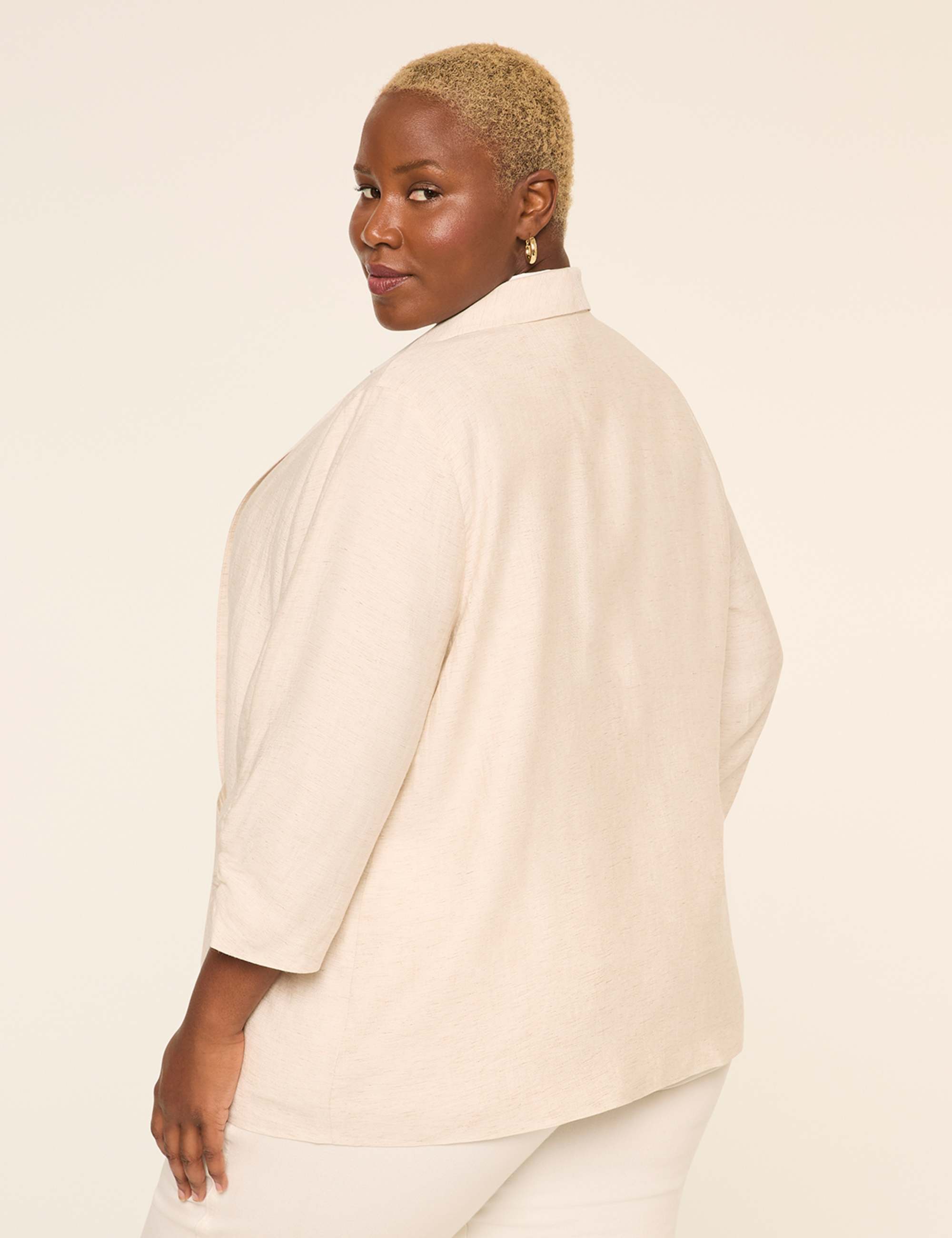 Linen-Blend Shawl-Collar Blazer