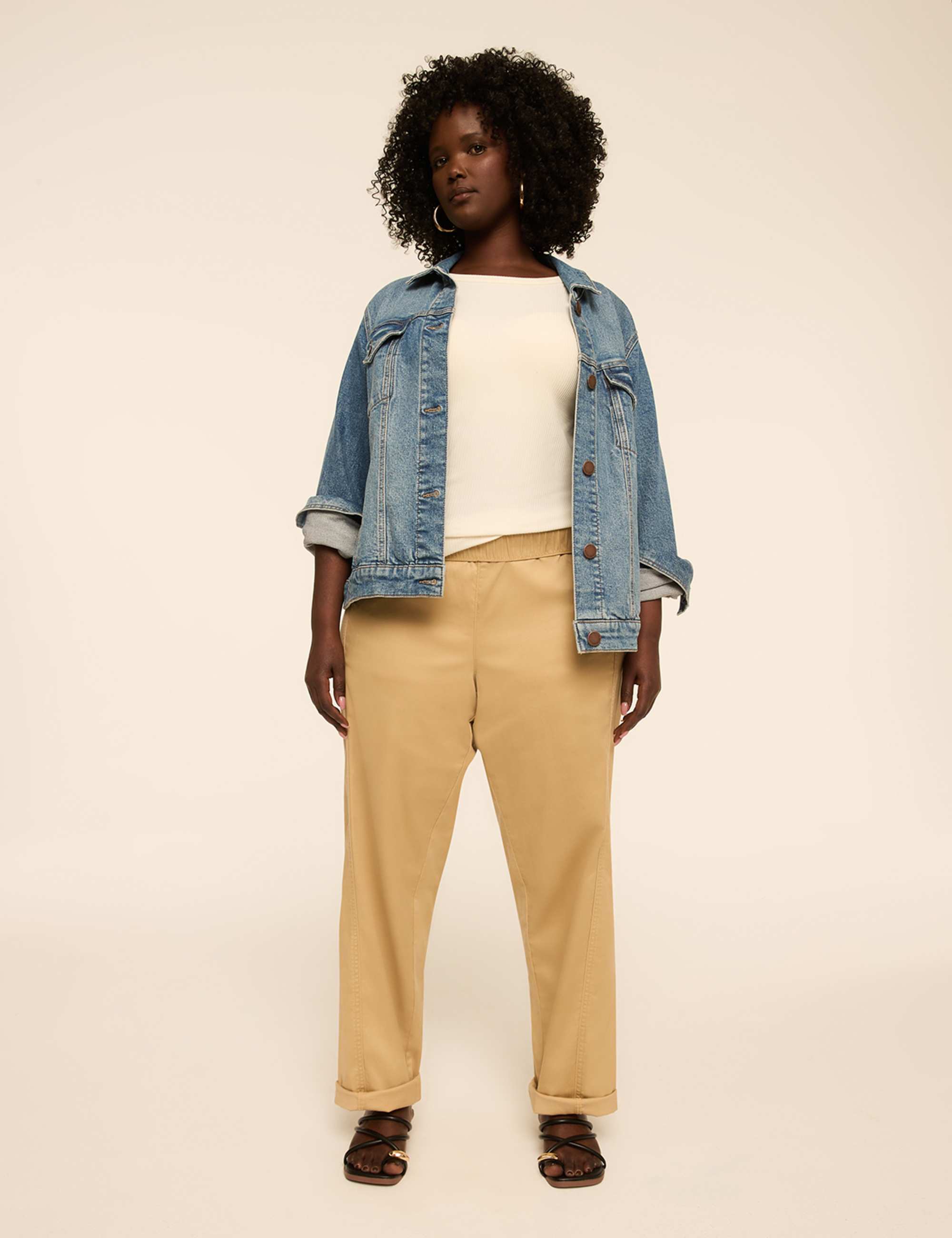 Pull-On Sateen Chino Ankle Pant