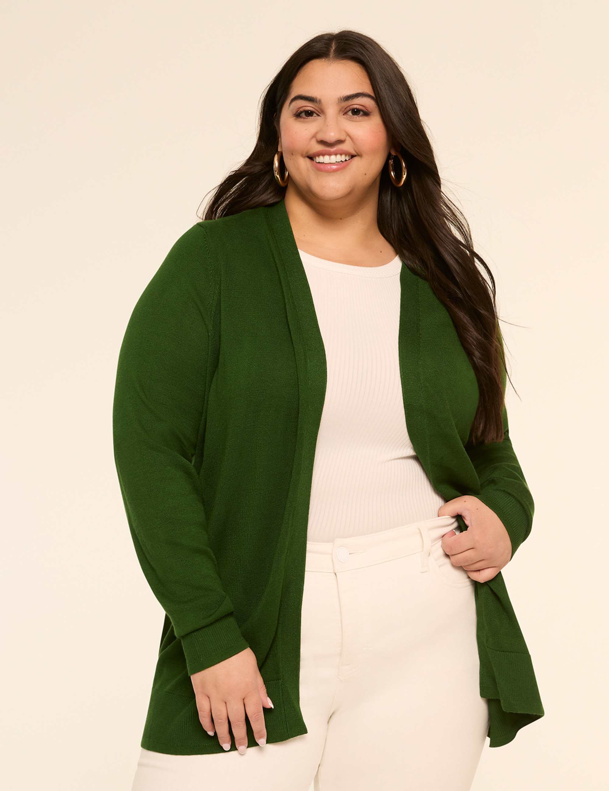 Modern Long-Sleeve Open-Front Cardigan