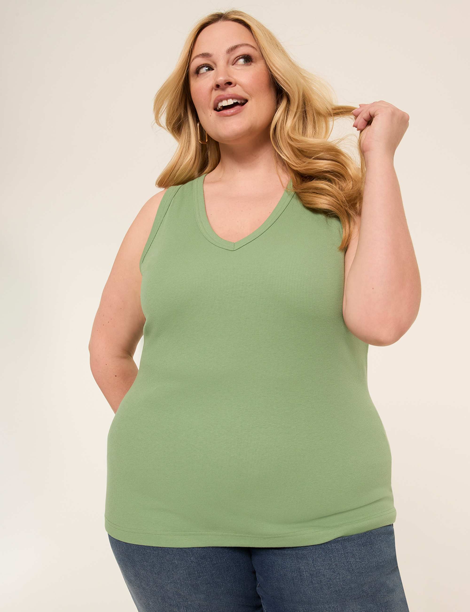 Deep V-Neck Rib Layering Tank