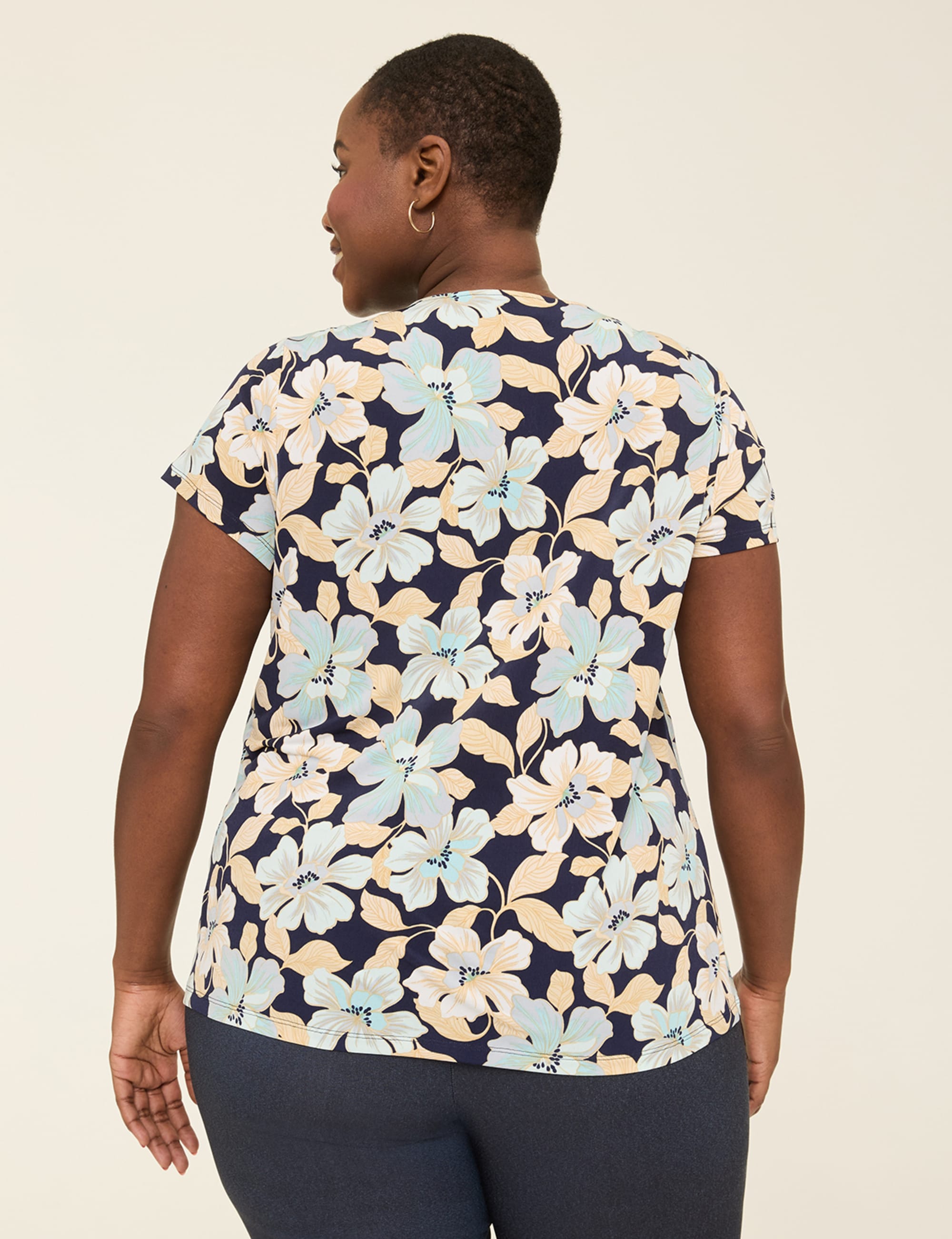 Cap-Sleeve Pleat-Front Top