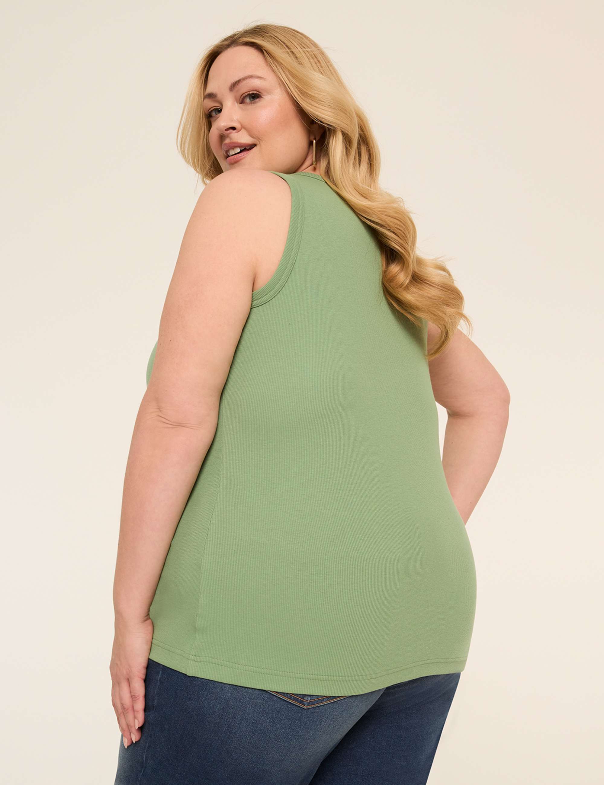 Deep V-Neck Rib Layering Tank