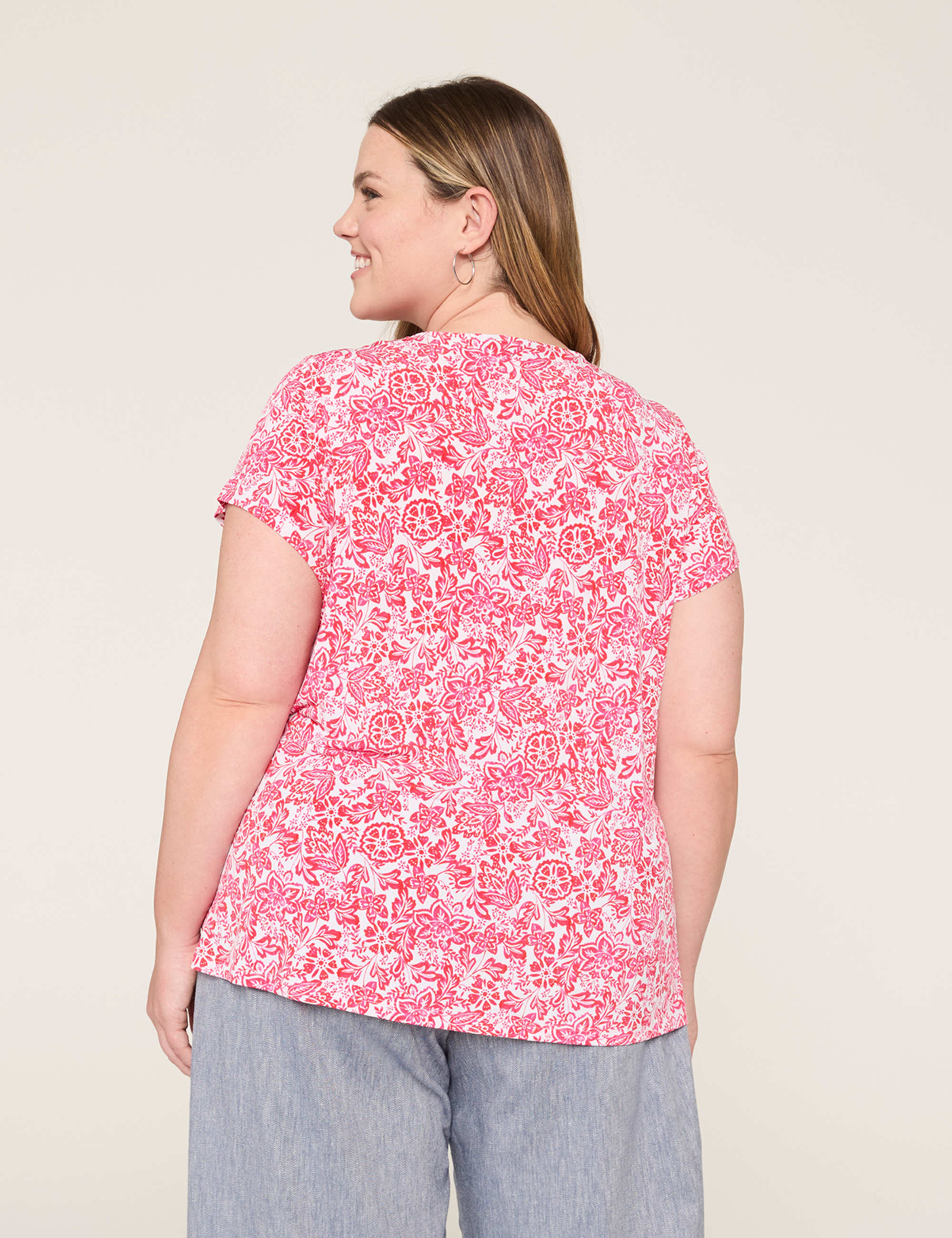Cap-Sleeve Pleat-Front Top