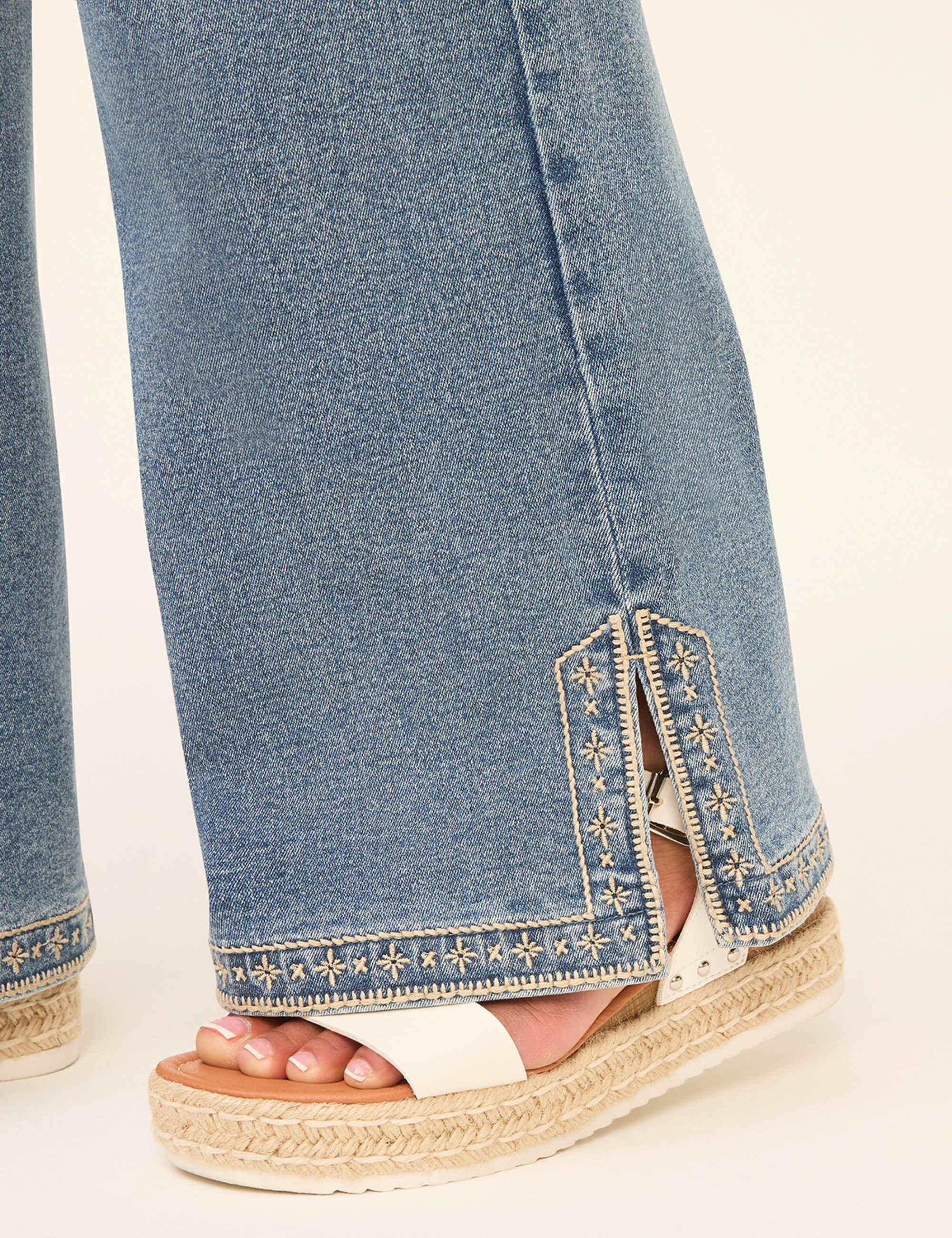 Genius Embroidered Split-Hem Boot Jean