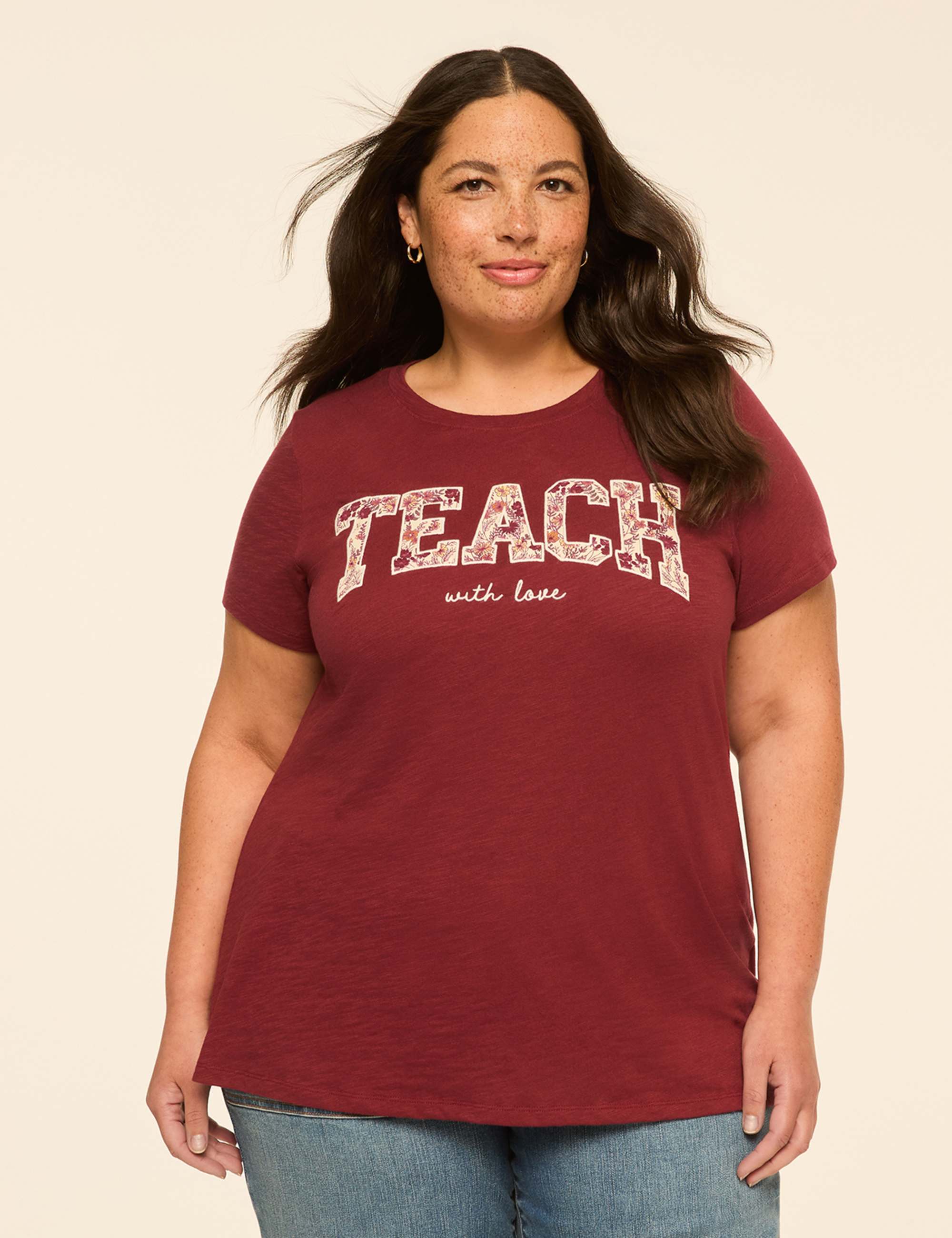 Embroidered Teach With Love Graphic Tee