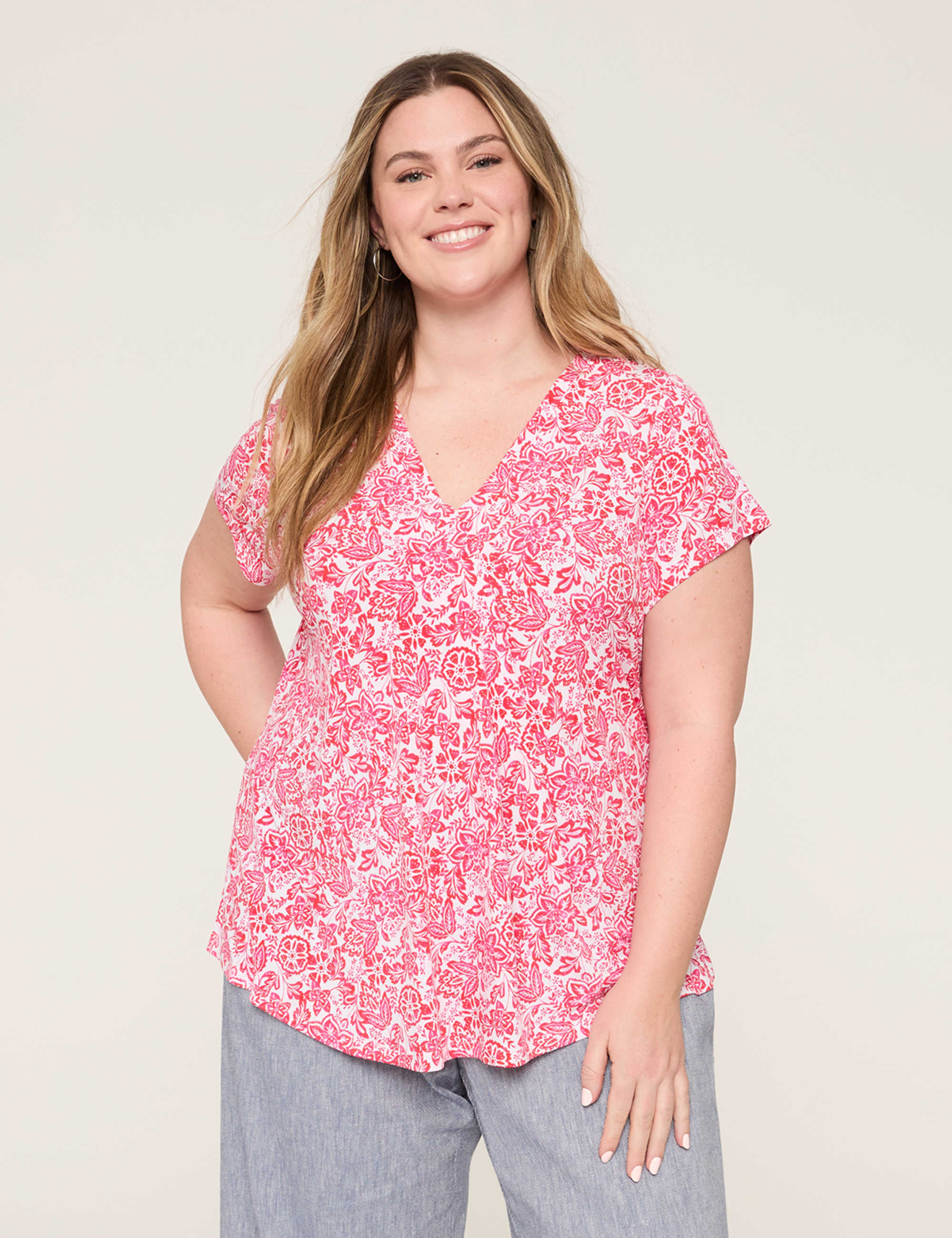 Cap-Sleeve Pleat-Front Top