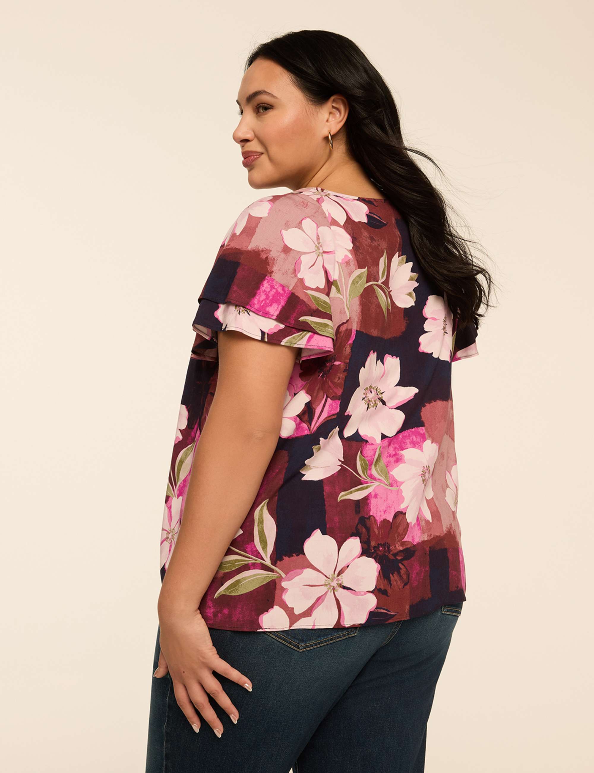 Swing Double Flutter-Sleeve Top