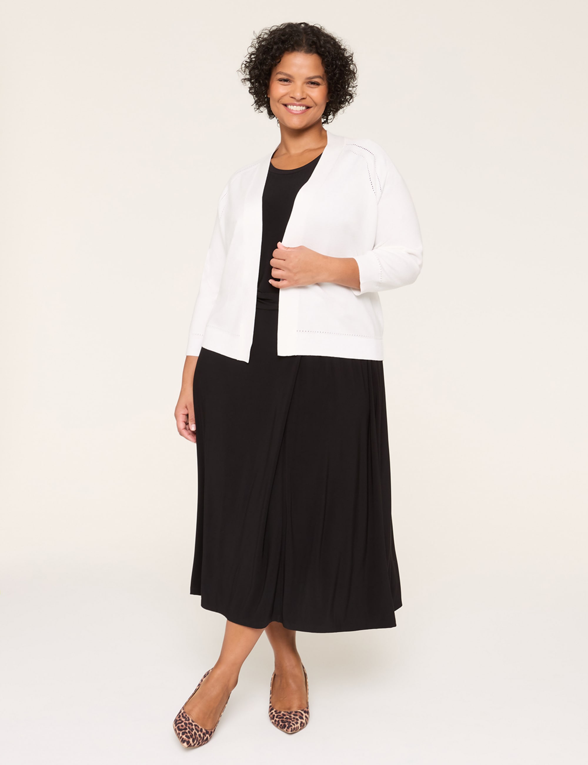 3/4-Sleeve Open-Front Shrug