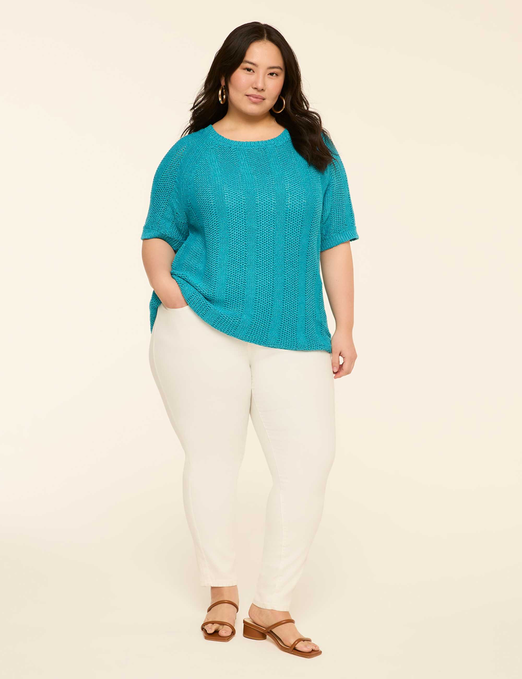 Elbow-Sleeve Pullover Sweater
