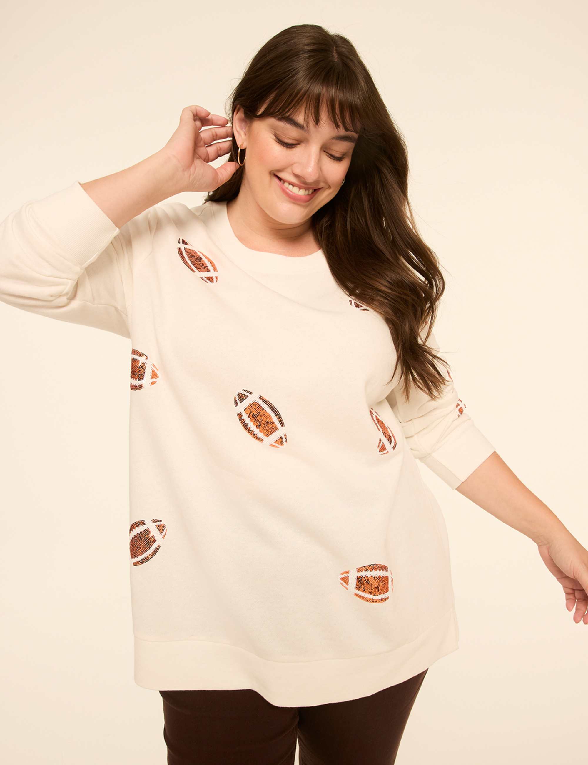 Sequin Footballs Graphic Sweatshirt