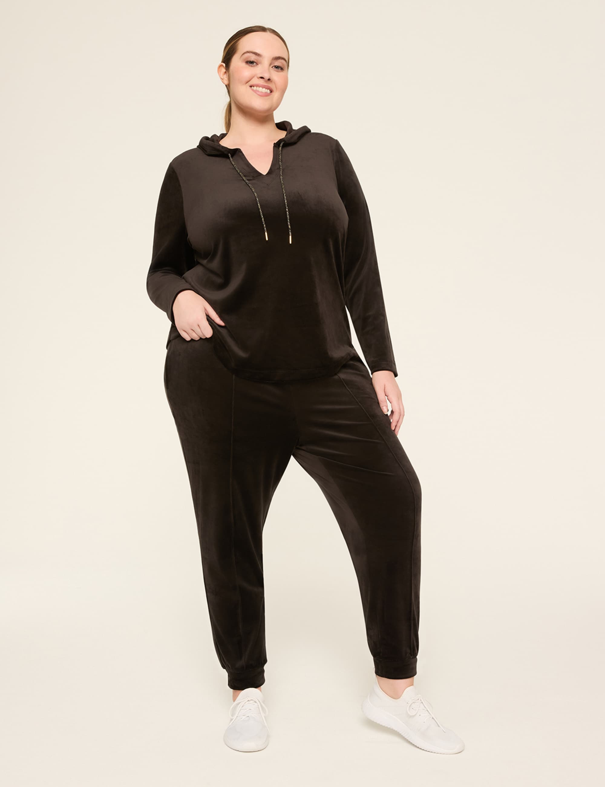 LIVI V-Neck Velour Hoodie