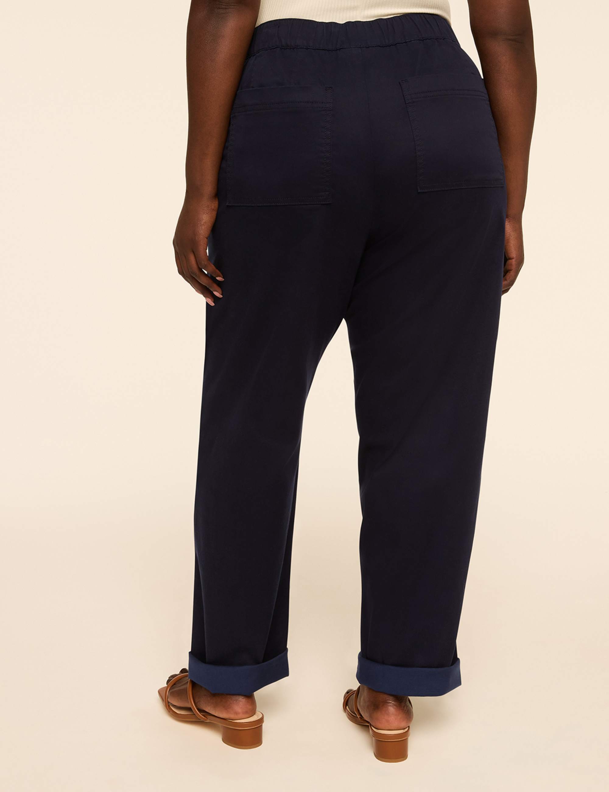 Pull-On Sateen Chino Ankle Pant