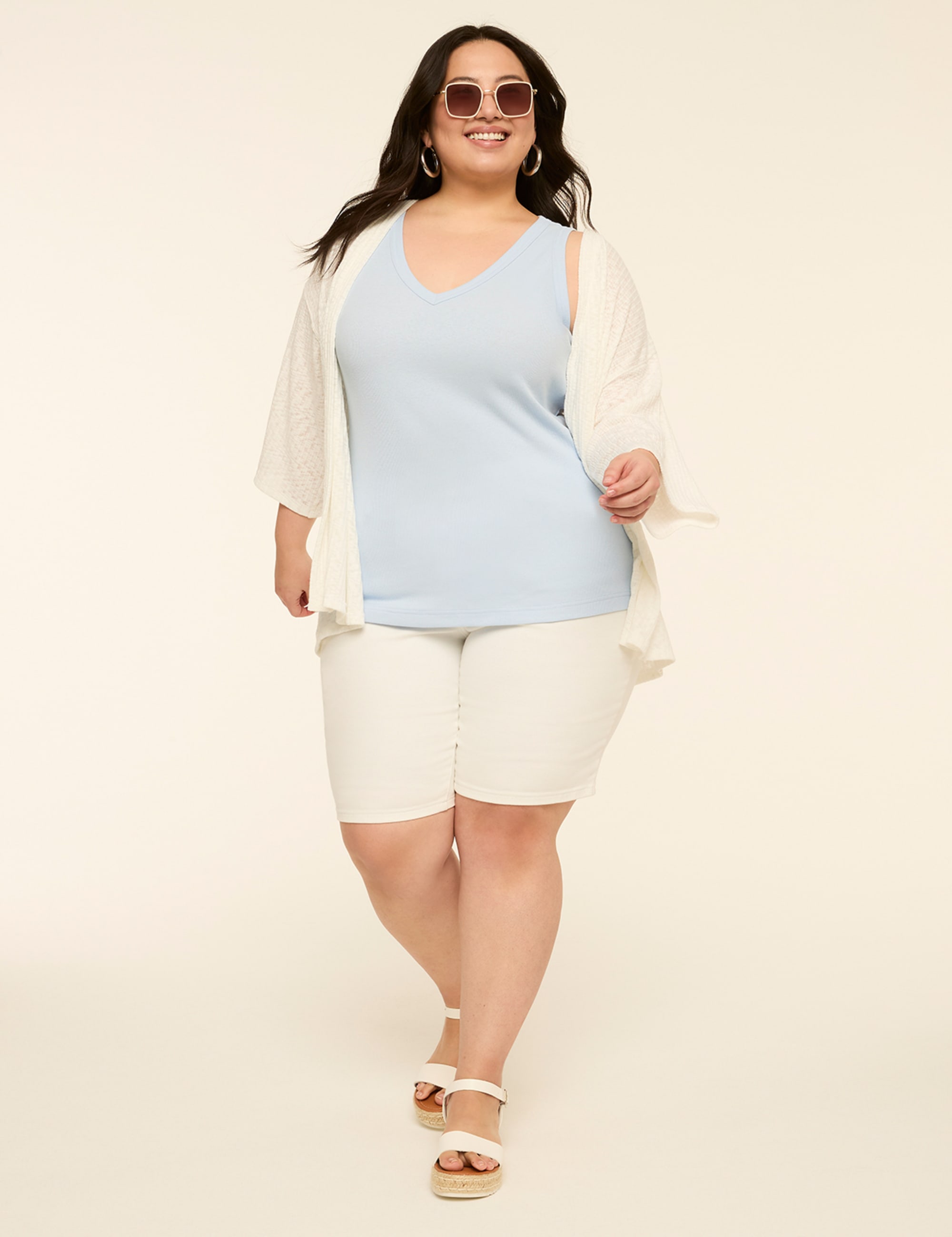 Deep V-Neck Rib Layering Tank