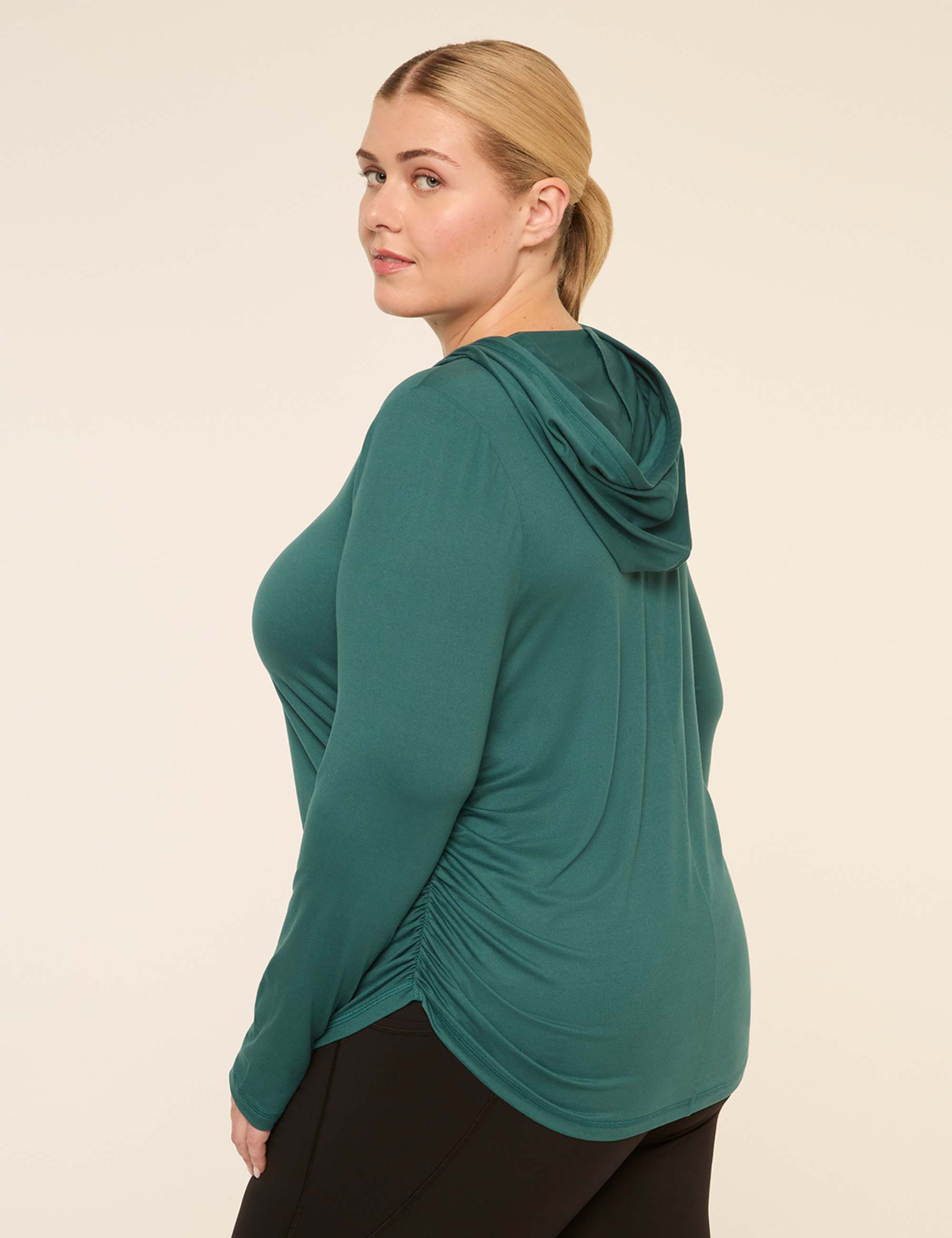 LIVI Soft Long-Sleeve Side-Ruched Hoodie