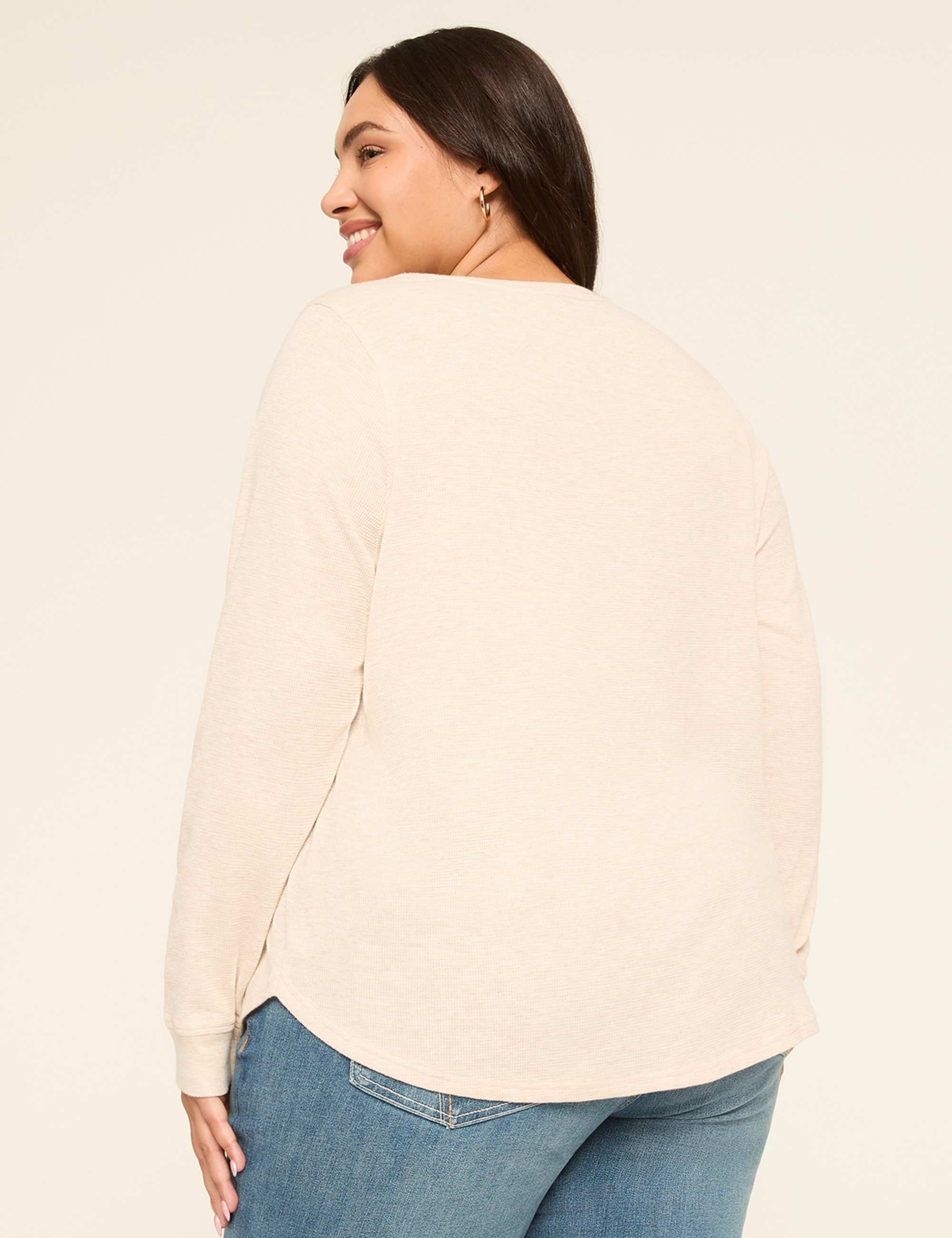 Waffle Knit Curved-Hem Tee