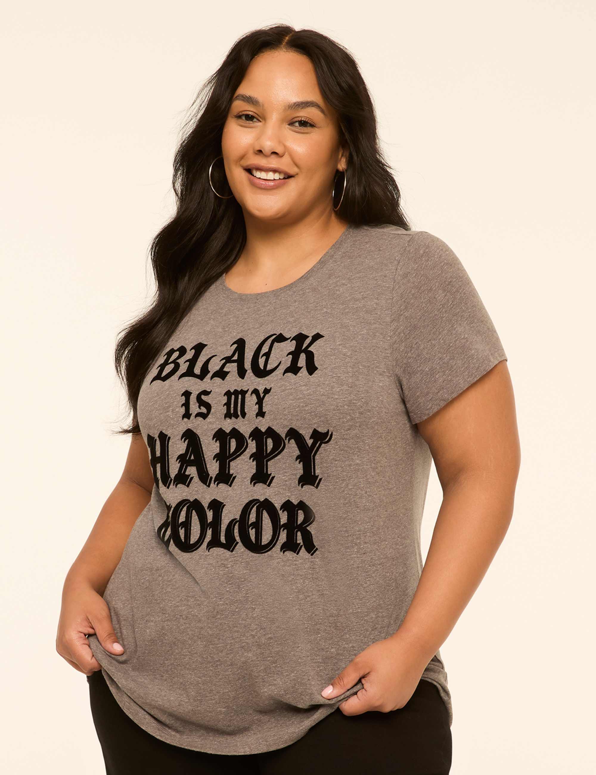 Flocked Black Is My Happy Color Graphic Tee